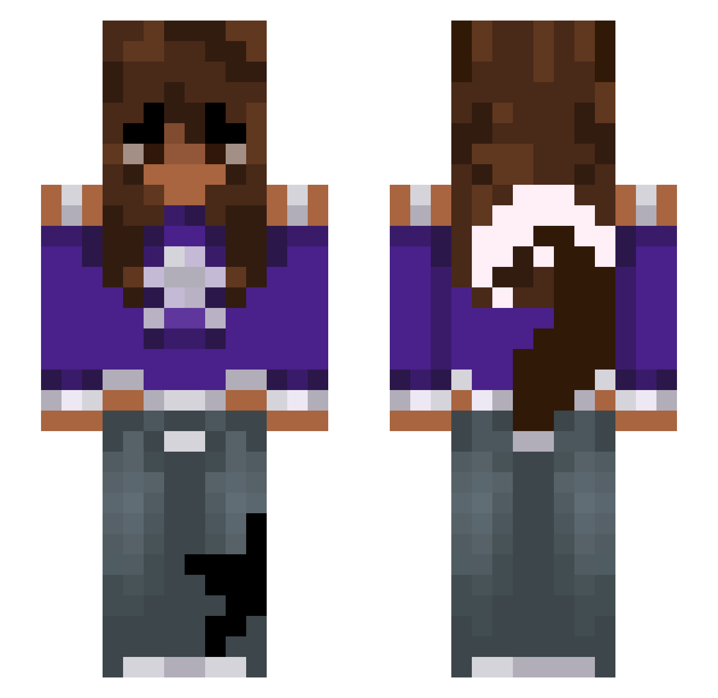 AWildBerry Minecraft skin, front and back view
