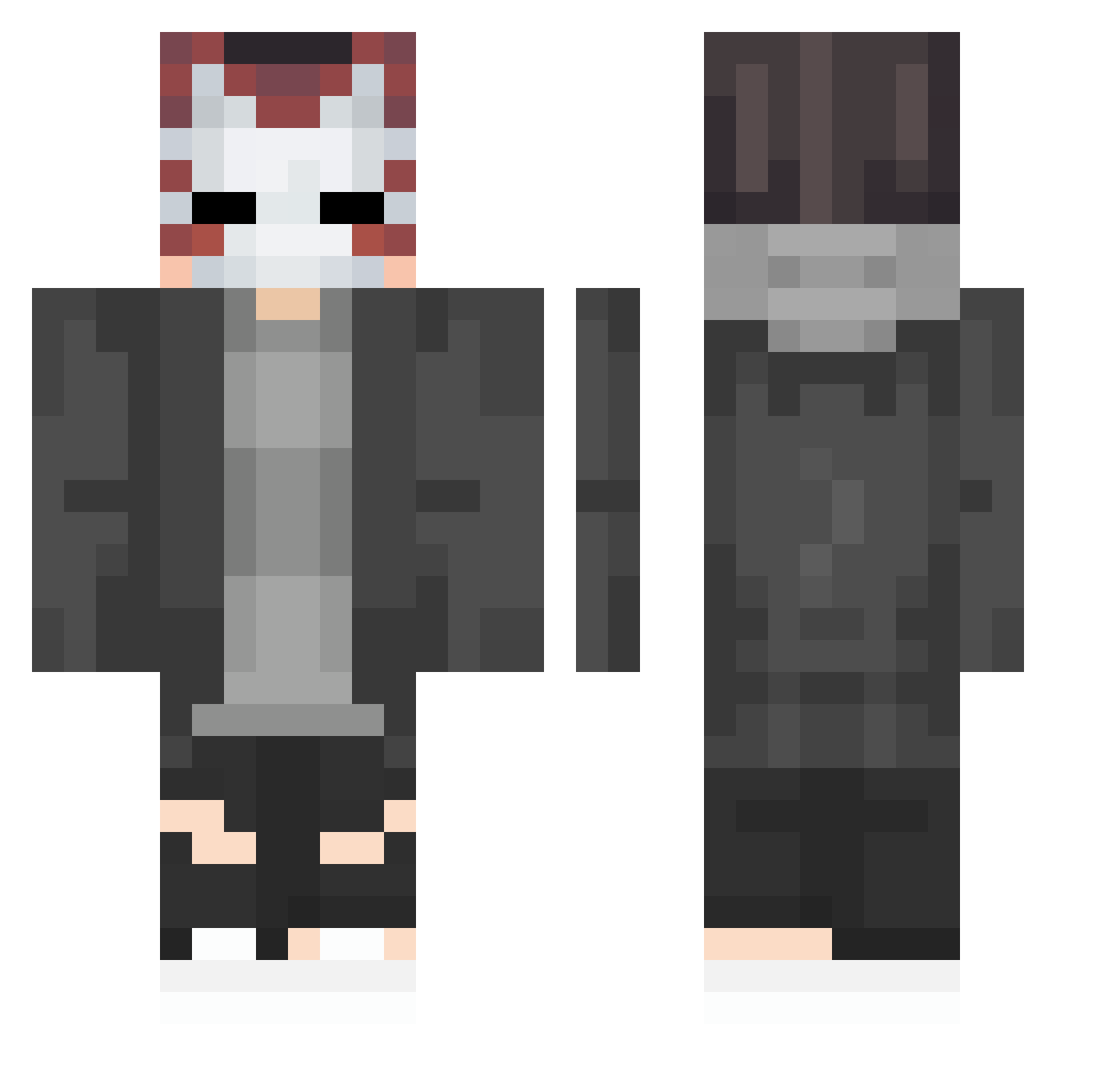 iShowx Minecraft skin, front and back view