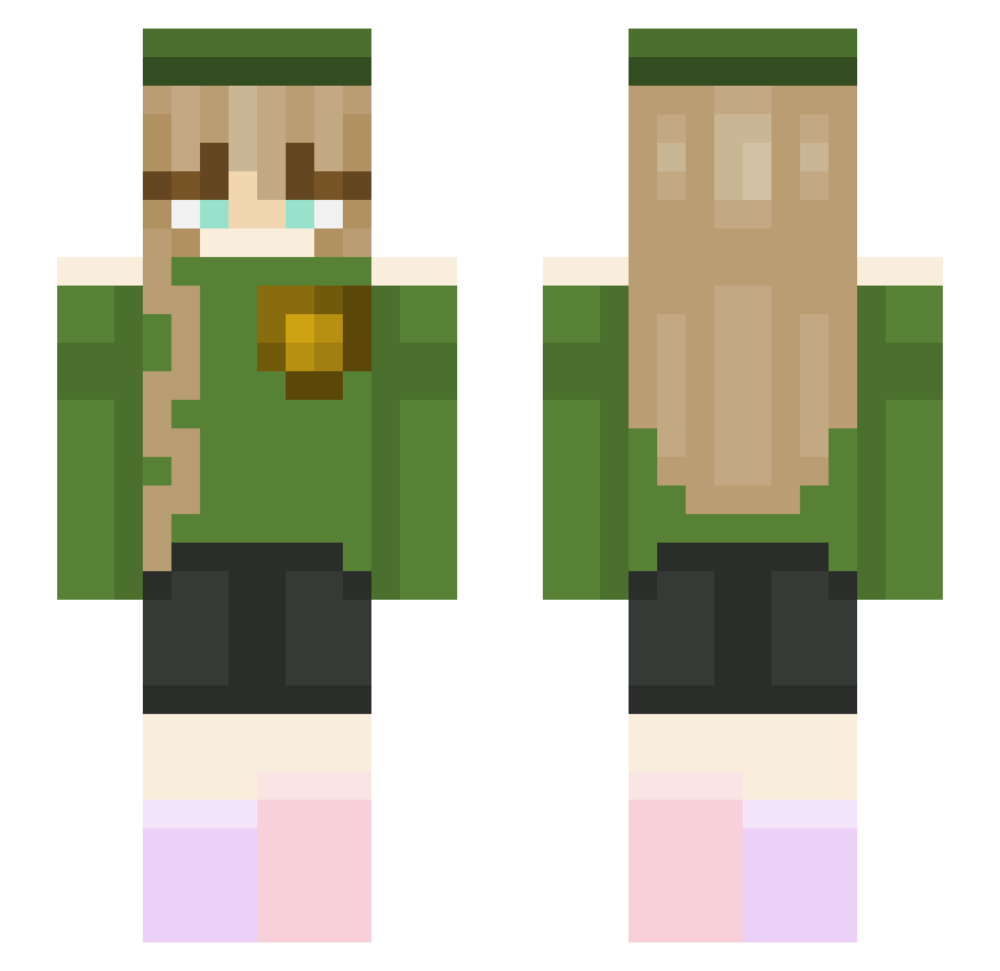 AwesomePhia Minecraft skin, front and back view