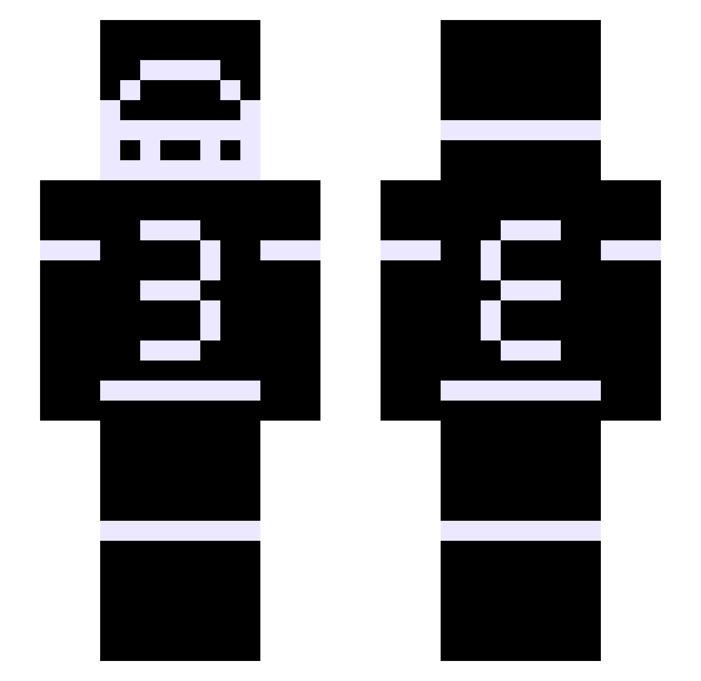 BELOWMMXXVI Minecraft skin, front and back view