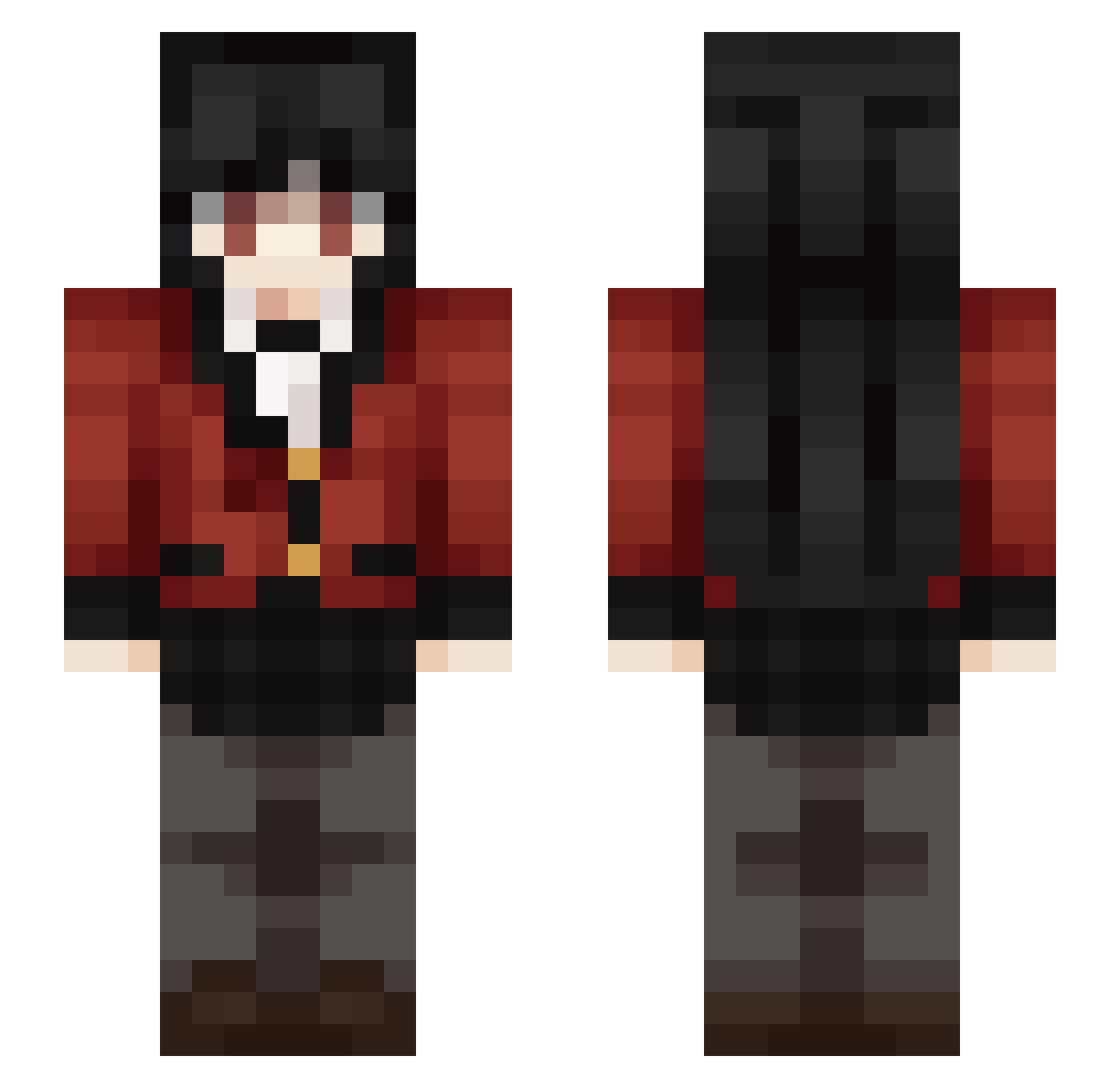 EmoShroom Minecraft skin, front and back view