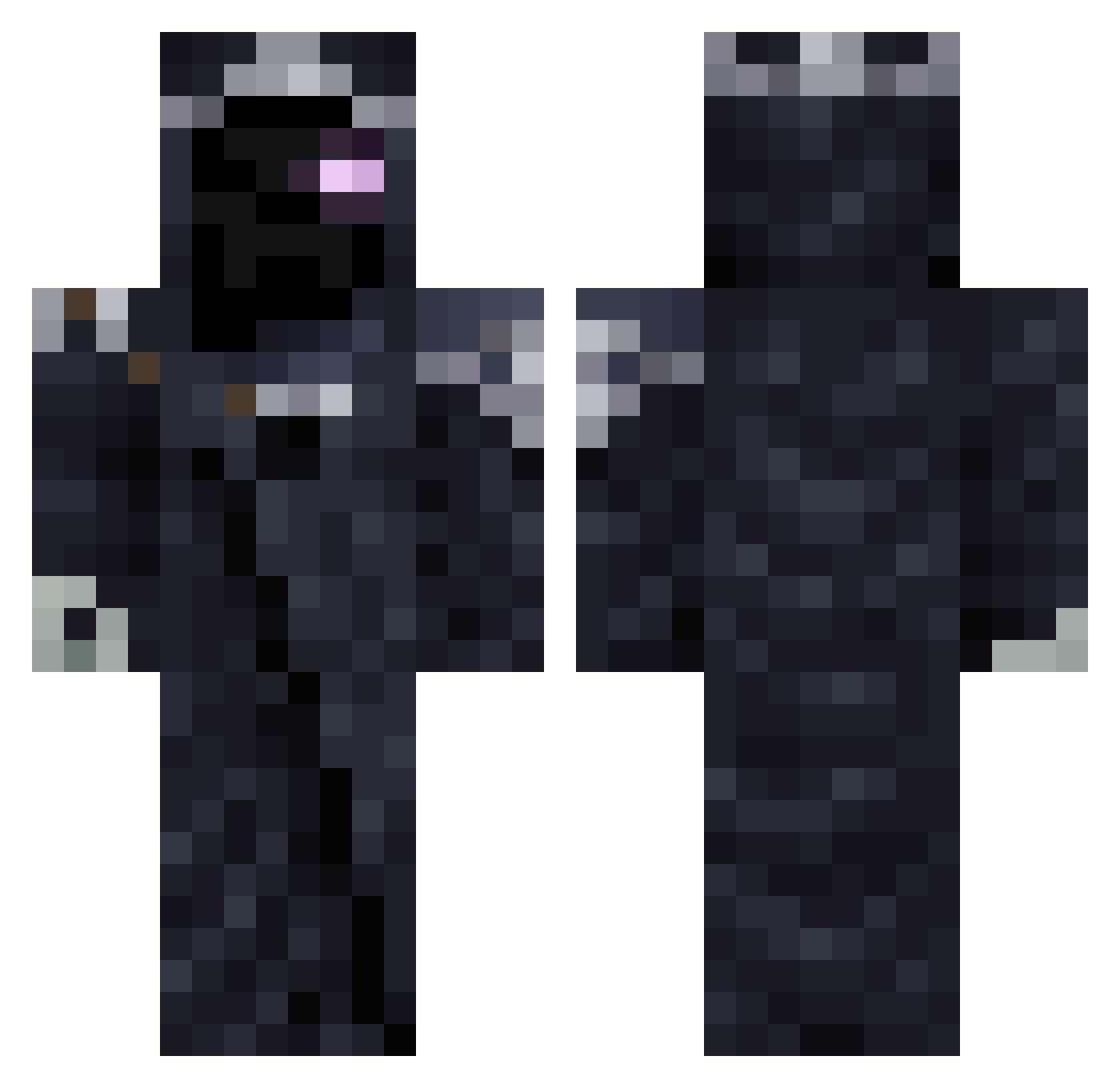 Ventriloquy Minecraft skin, front and back view