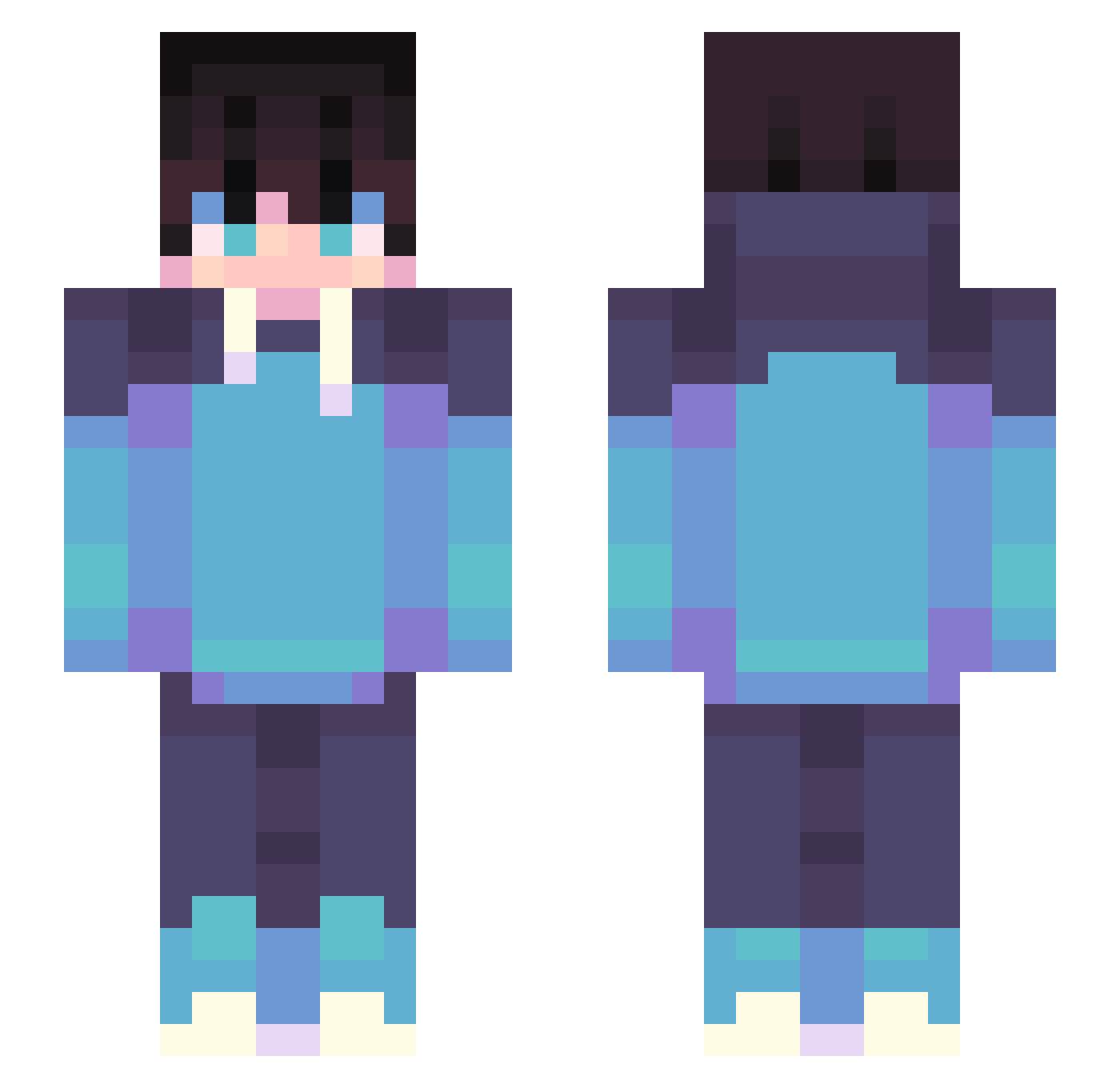 Zelox_YT Minecraft skin, front and back view