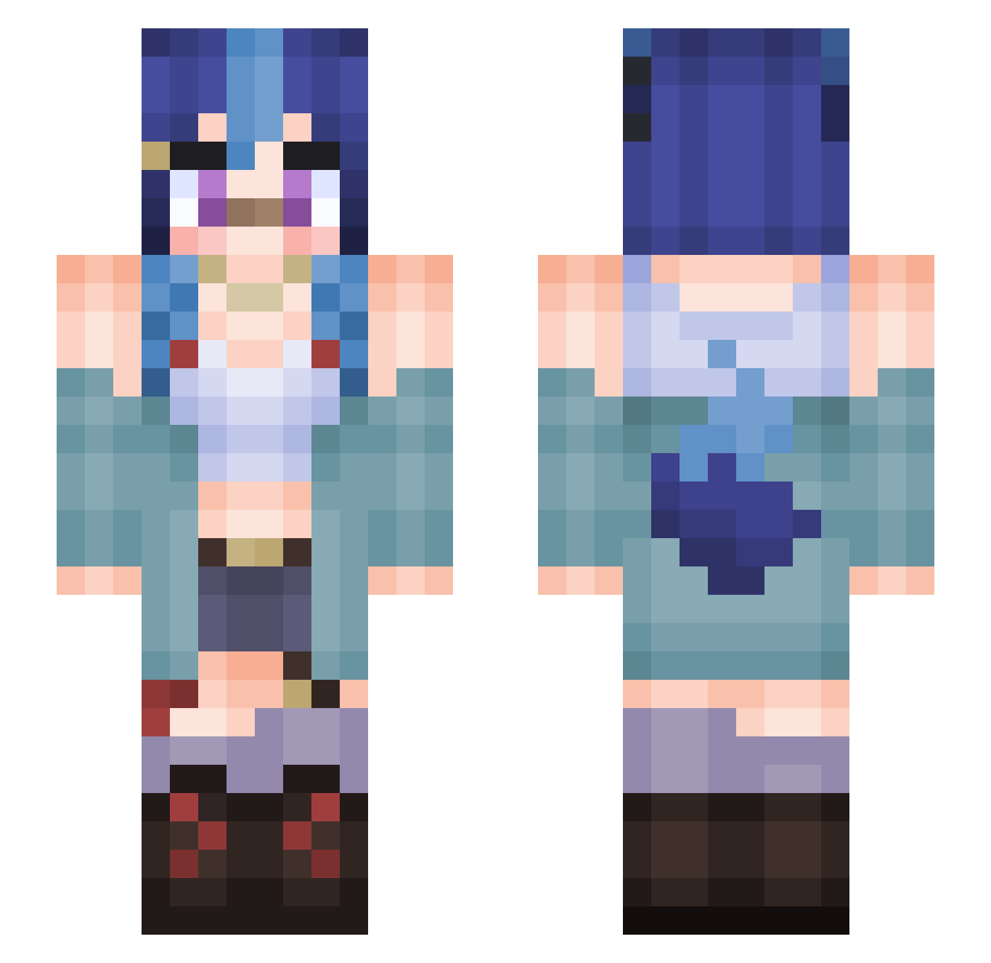 SleepiLuna Minecraft skin, front and back view