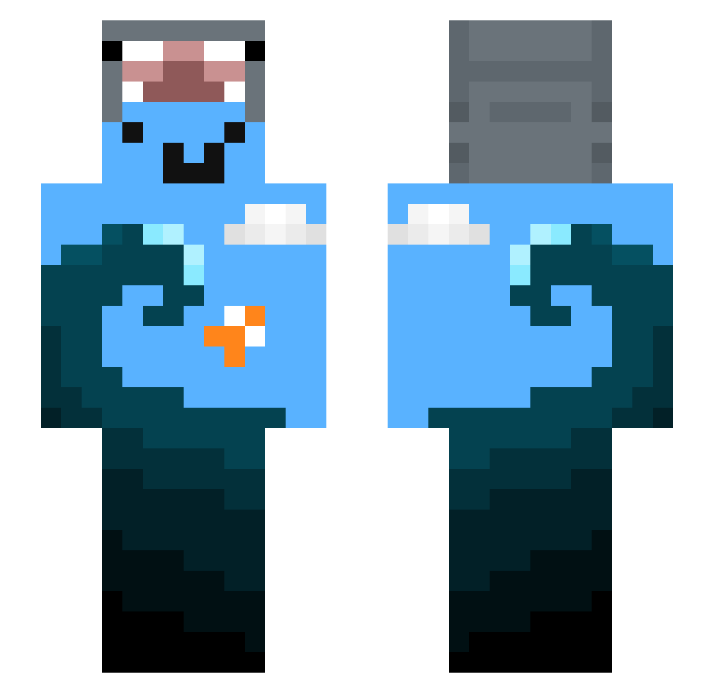 Tortoni Minecraft skin, front and back view