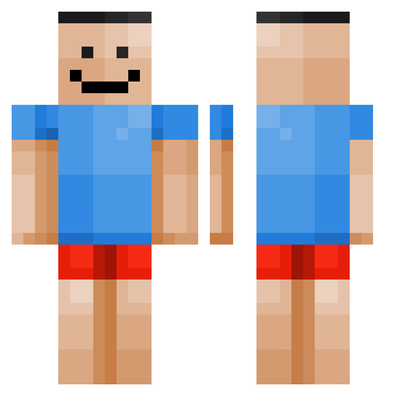Rakl0 Minecraft skin, front and back view