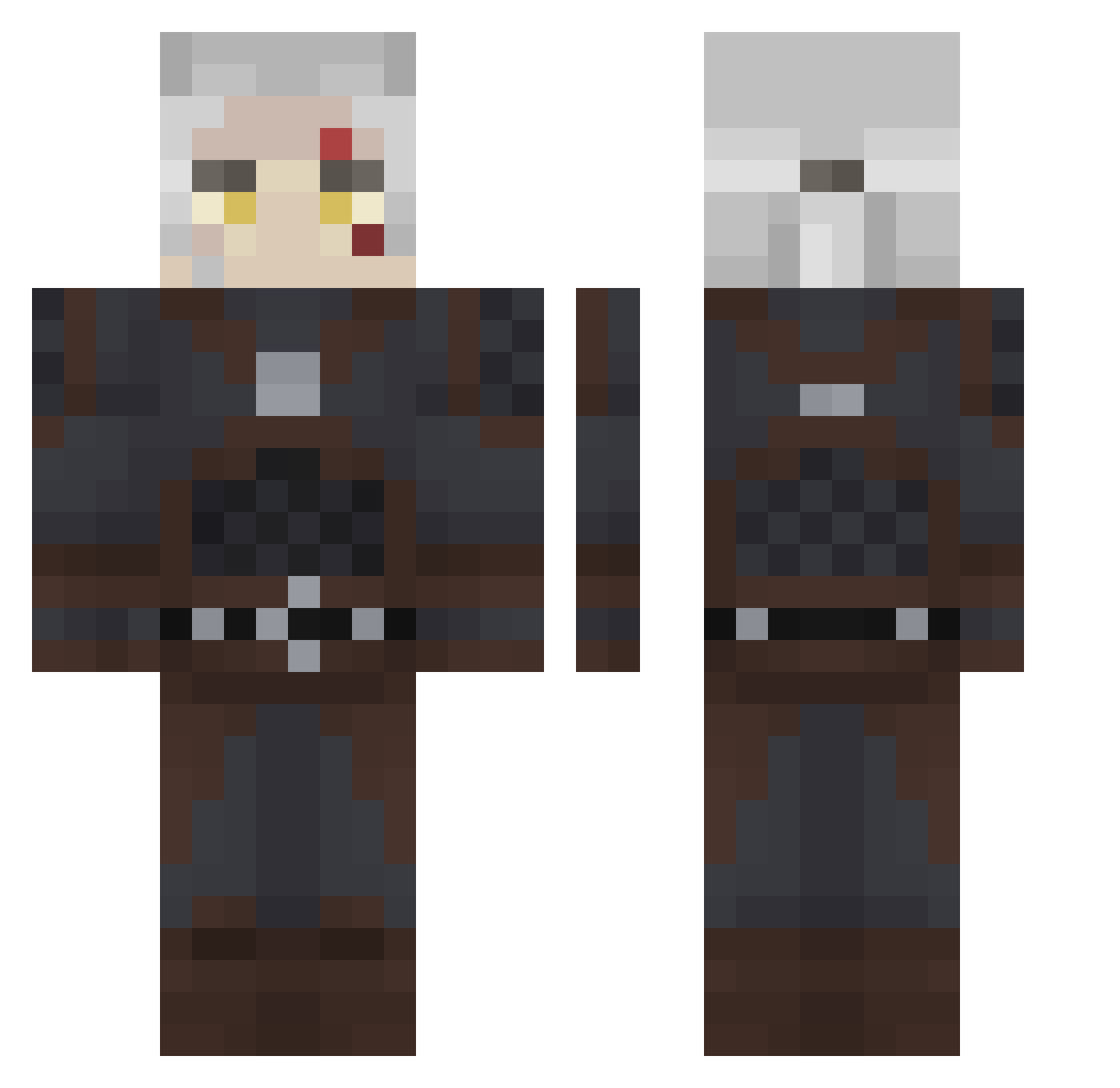 Villanx Minecraft skin, front and back view
