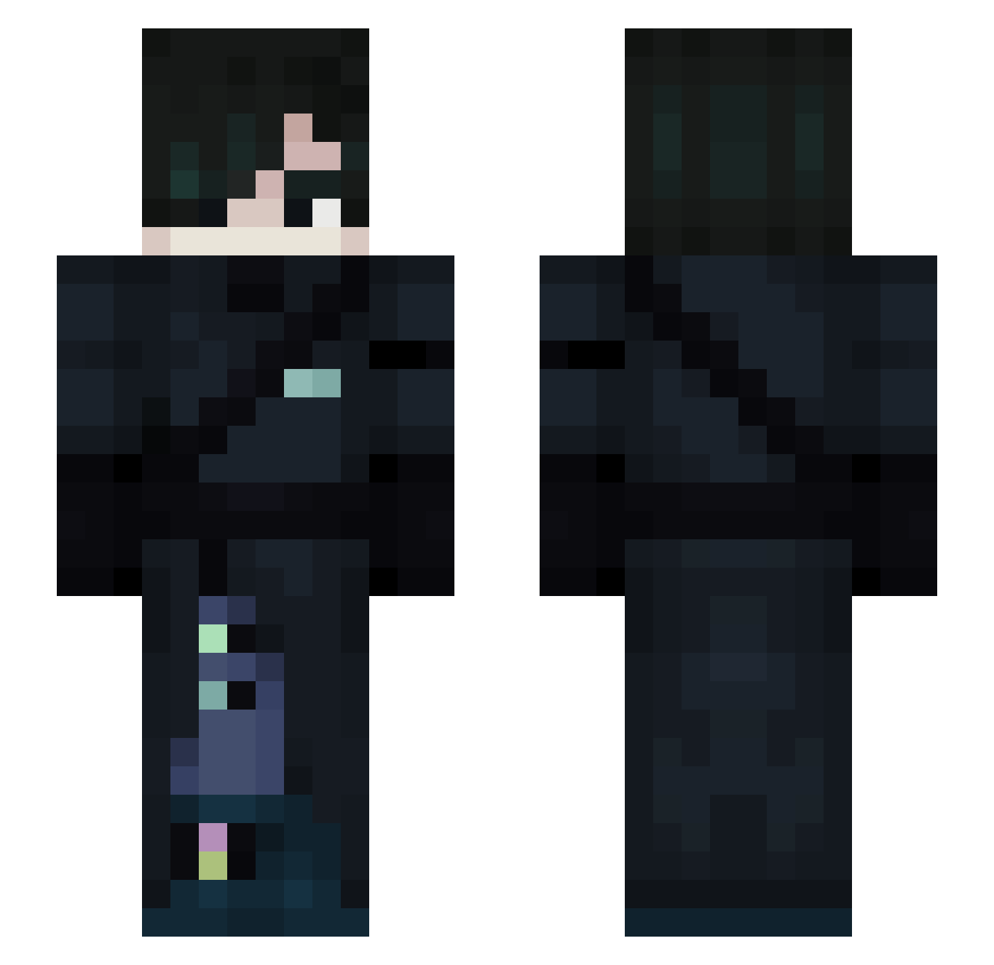 Xdentity Minecraft skin, front and back view