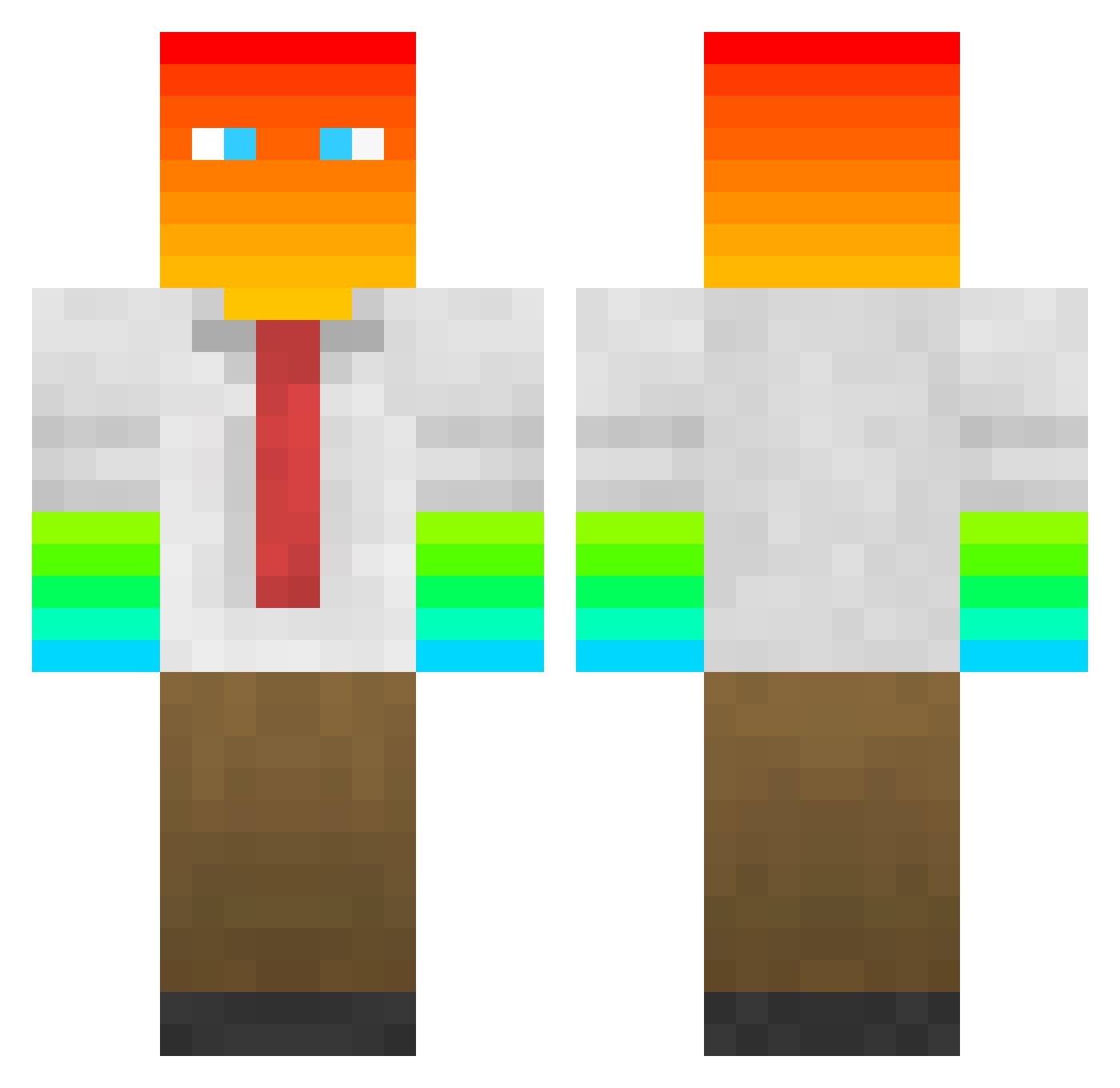 Passless Minecraft skin, front and back view