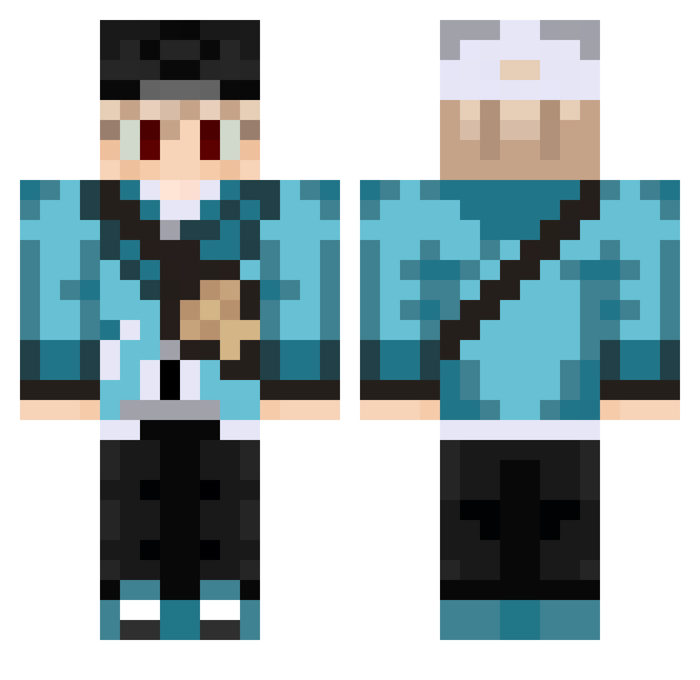 Riezez Minecraft skin, front and back view