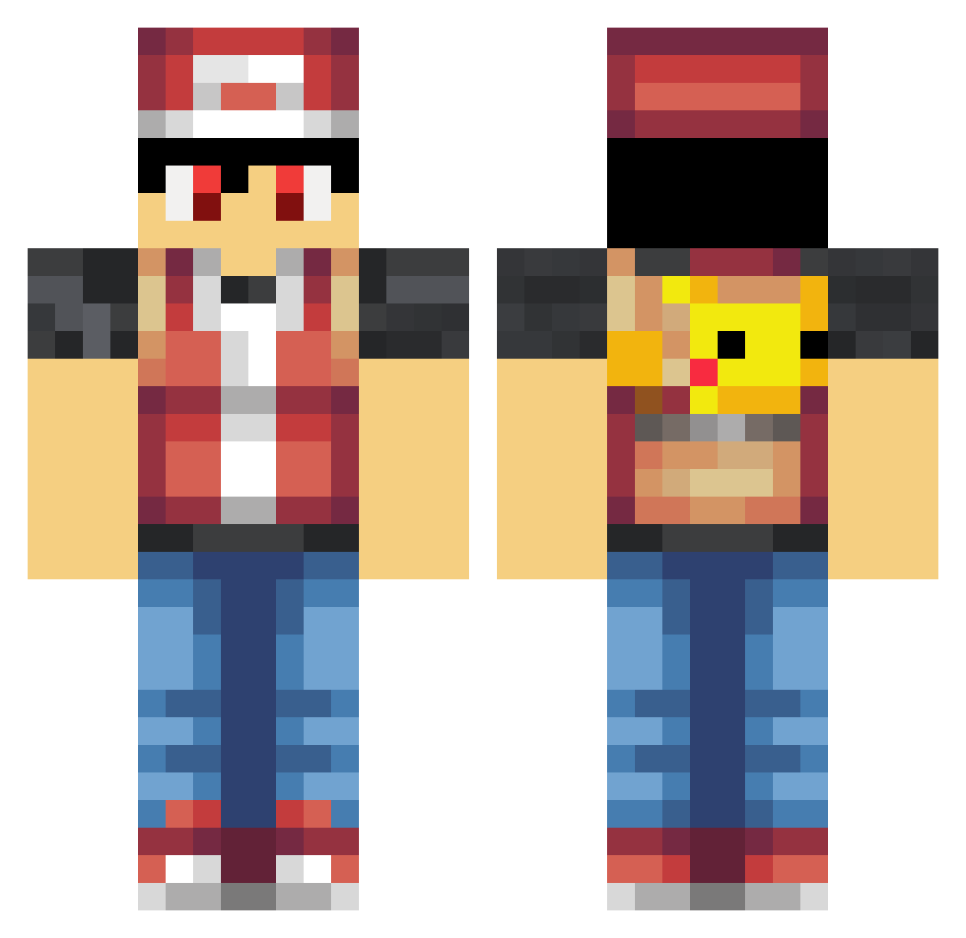 InTheGameKiah Minecraft skin, front and back view