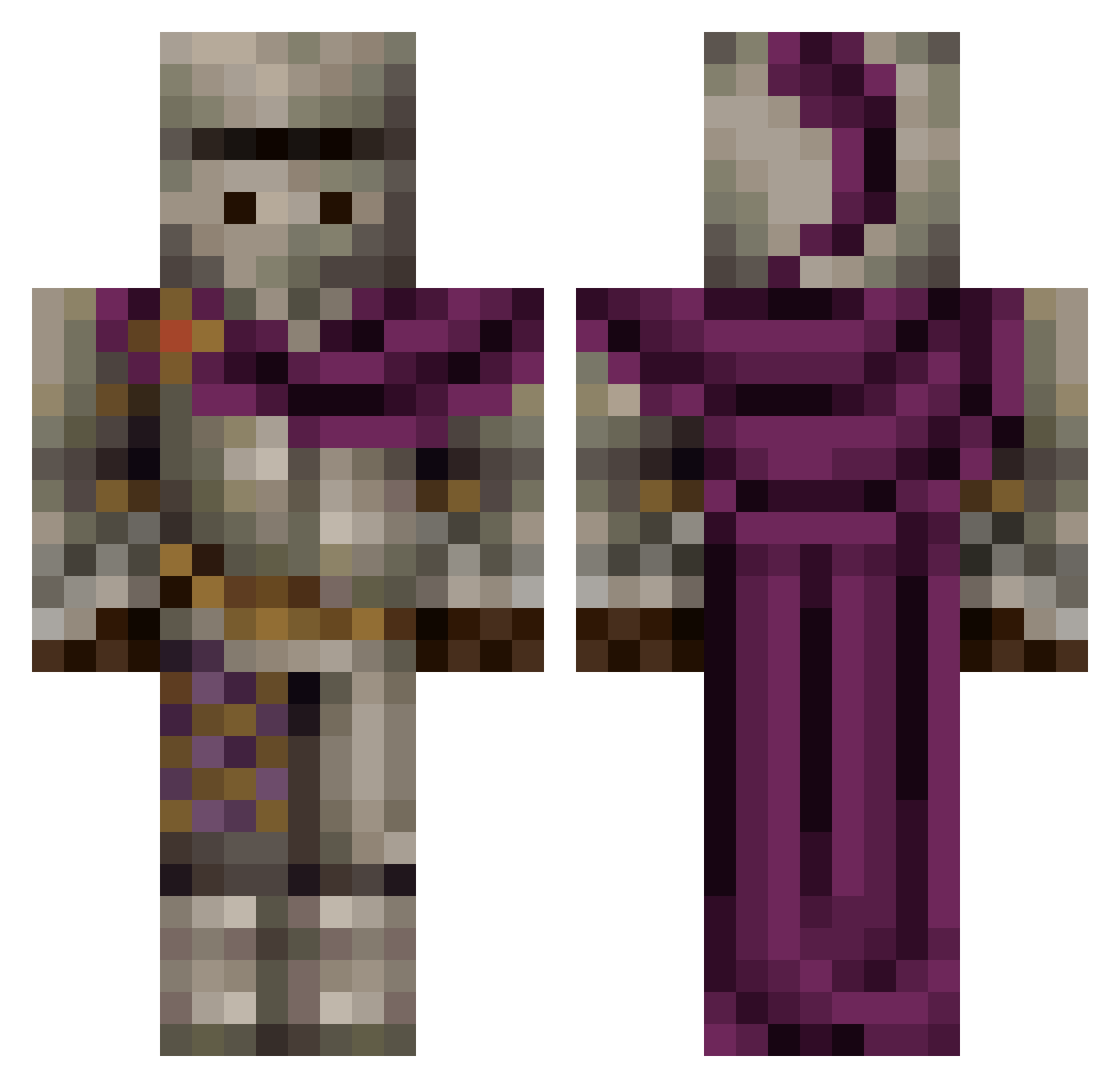 qwernwhacked Minecraft skin, front and back view