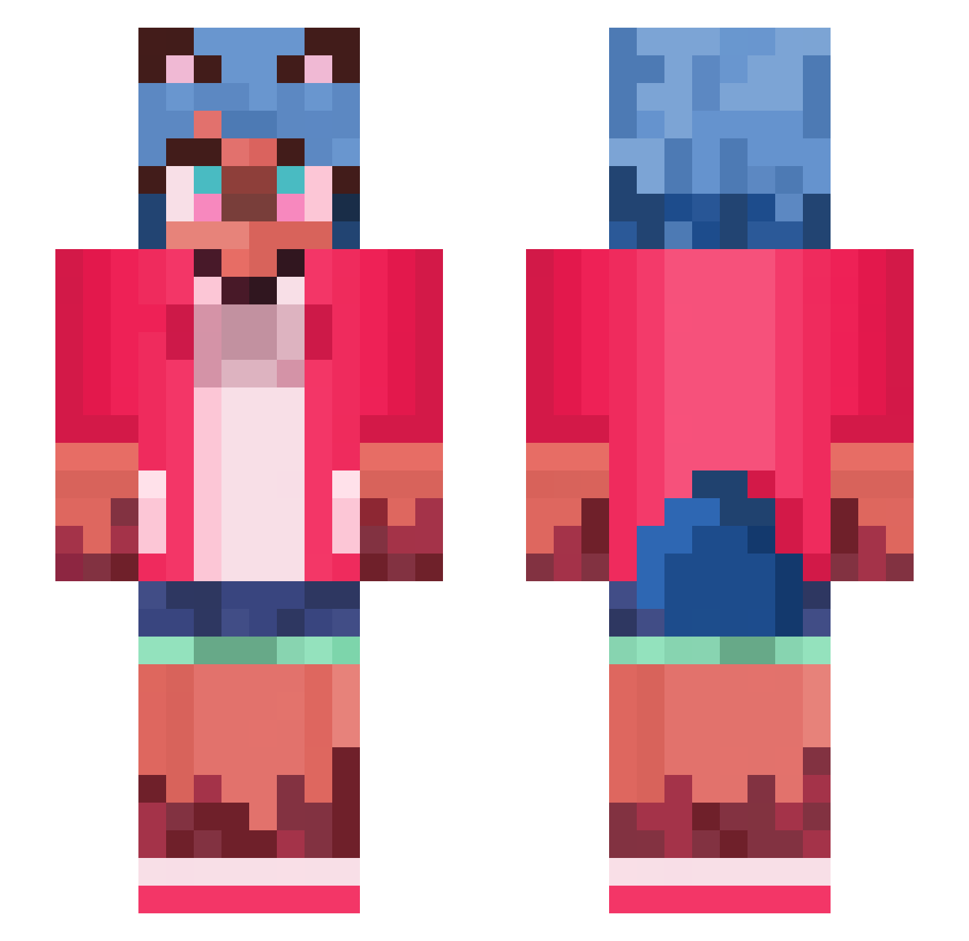 Filetzel Minecraft skin, front and back view