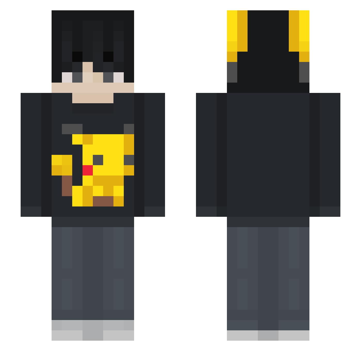 MikiWski Minecraft skin, front and back view