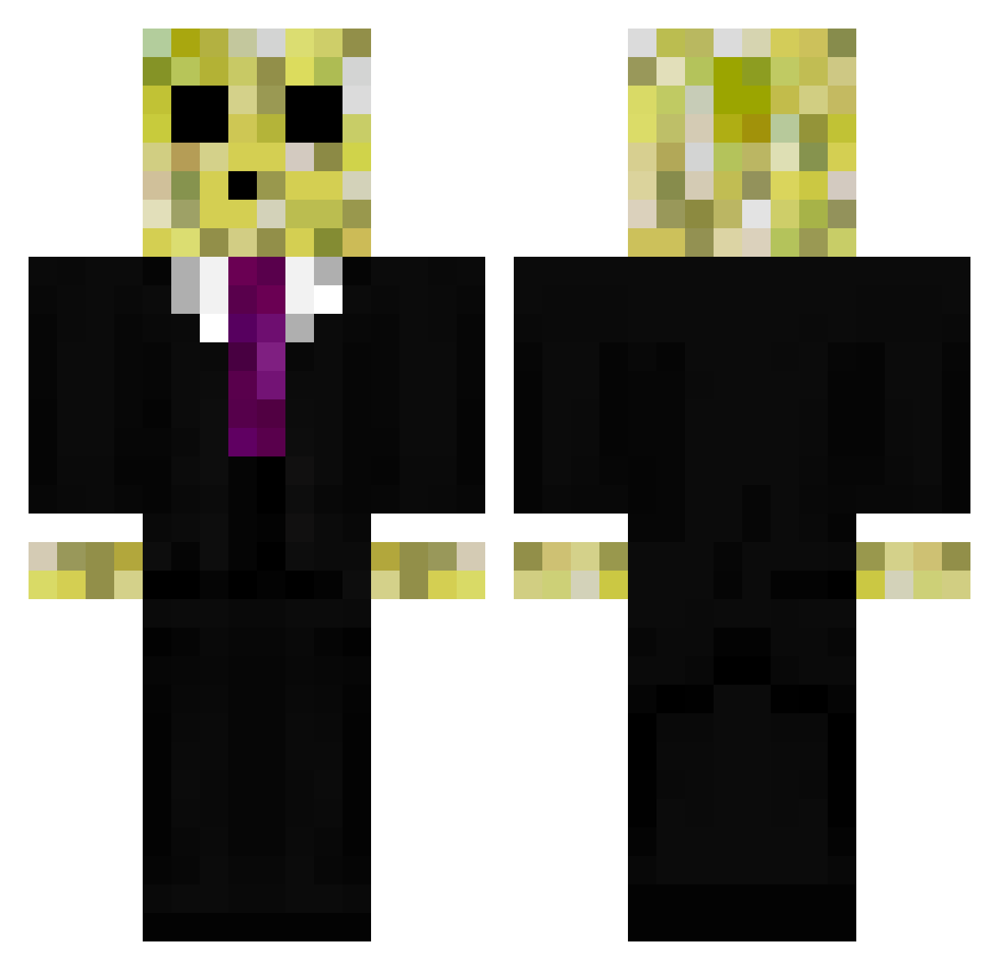 finishtyping Minecraft skin, front and back view