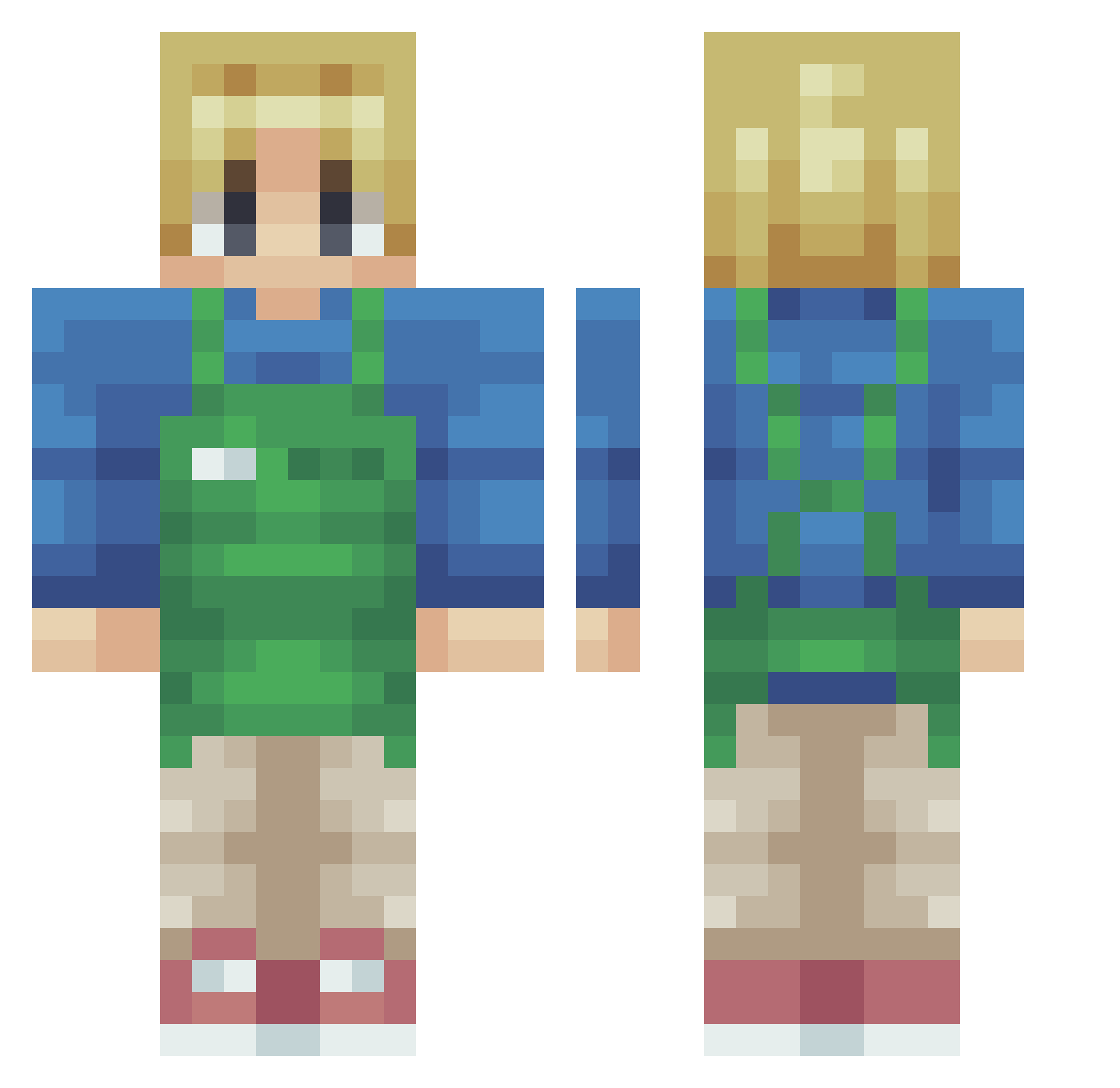 Jensados Minecraft skin, front and back view