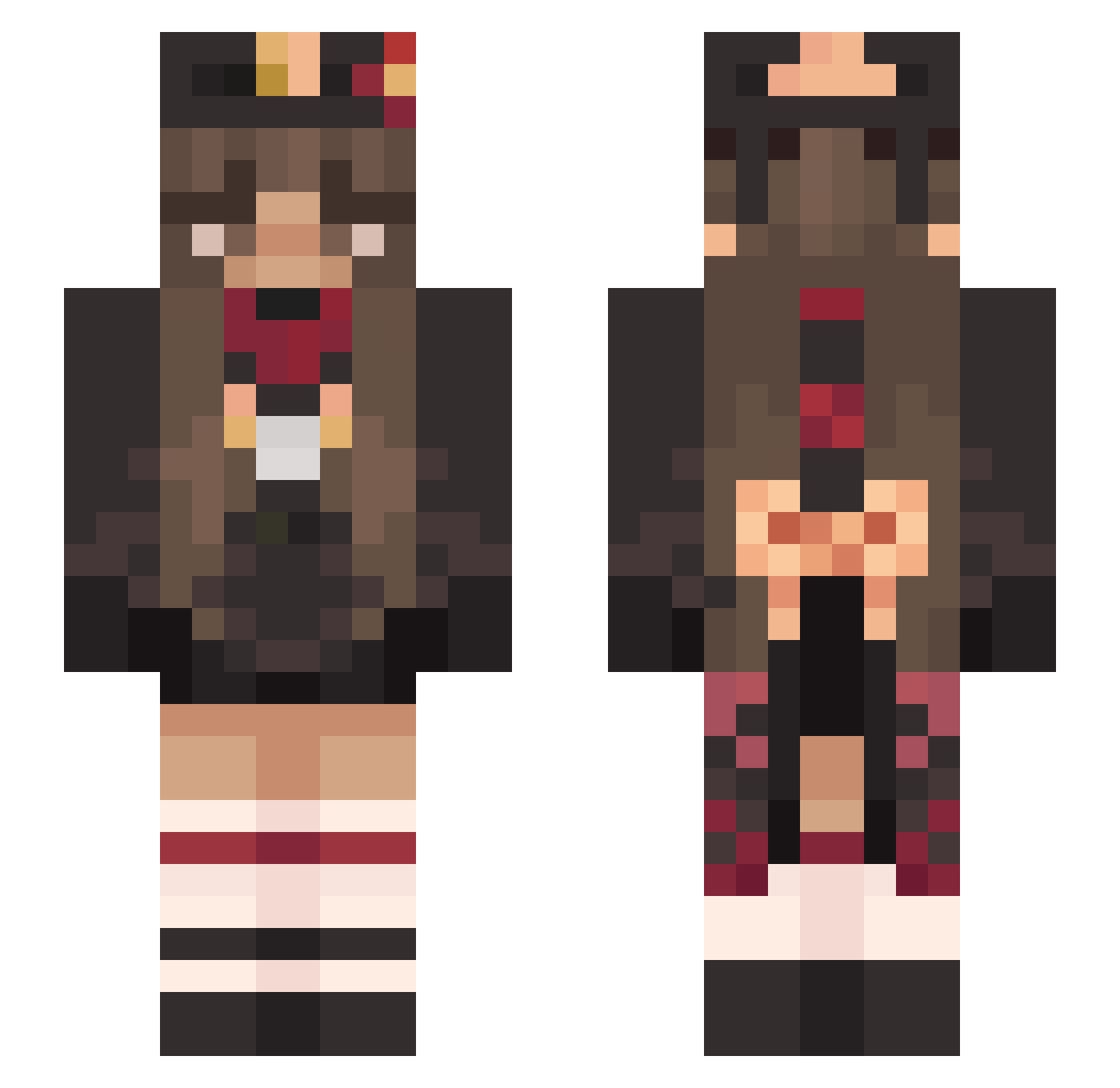 M1ghtyMouse Minecraft skin, front and back view