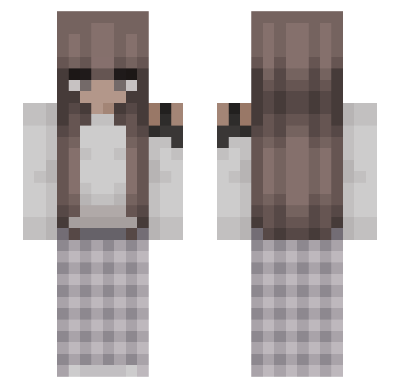 kyuuii Minecraft skin, front and back view