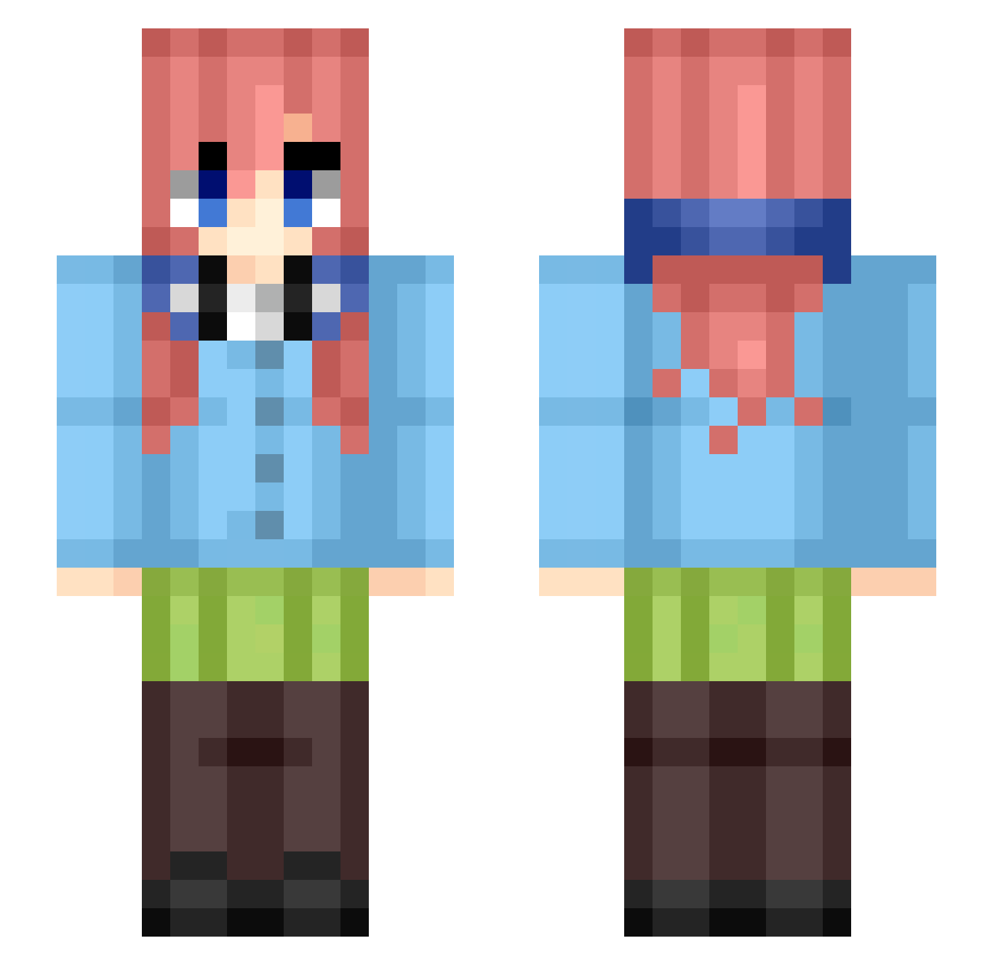 bobdabluepengiun Minecraft skin, front and back view