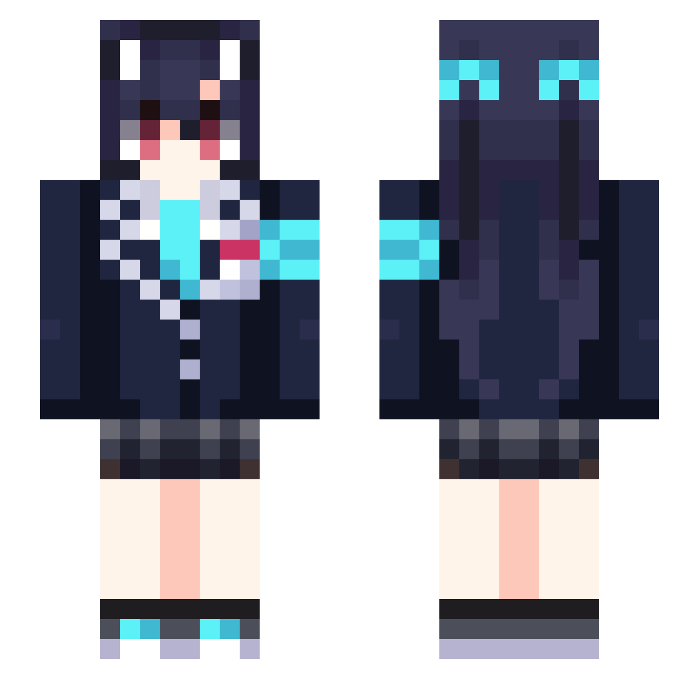 J3mph Minecraft skin, front and back view