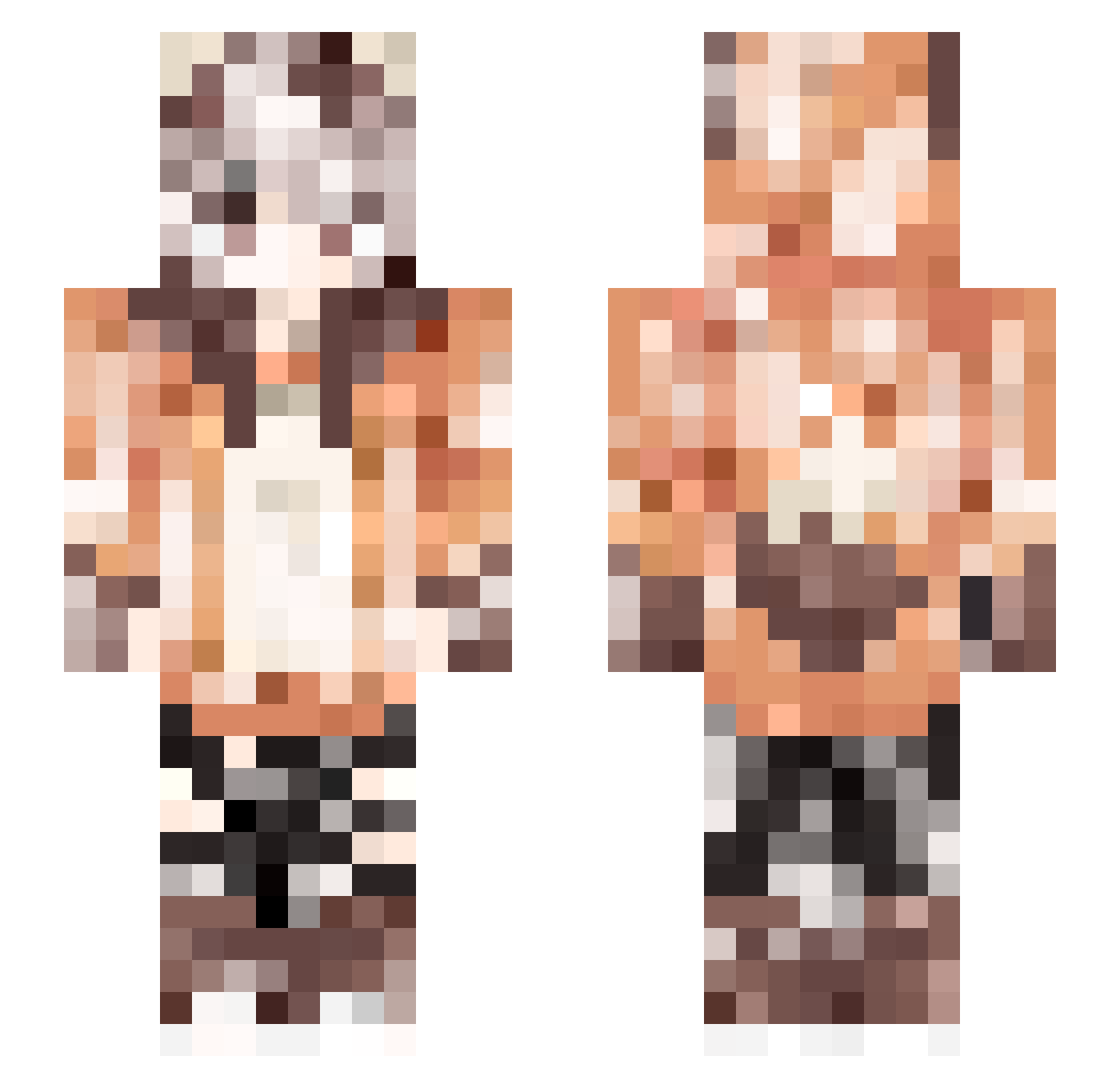 overryhmes Minecraft skin, front and back view