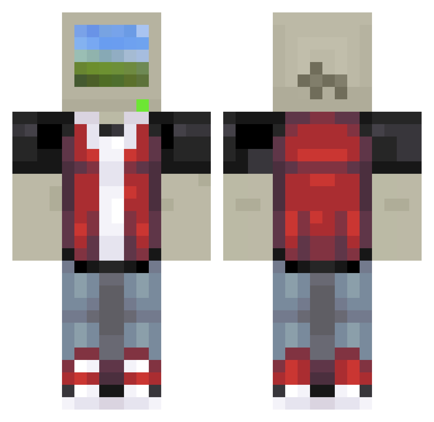 TronelXD Minecraft skin, front and back view