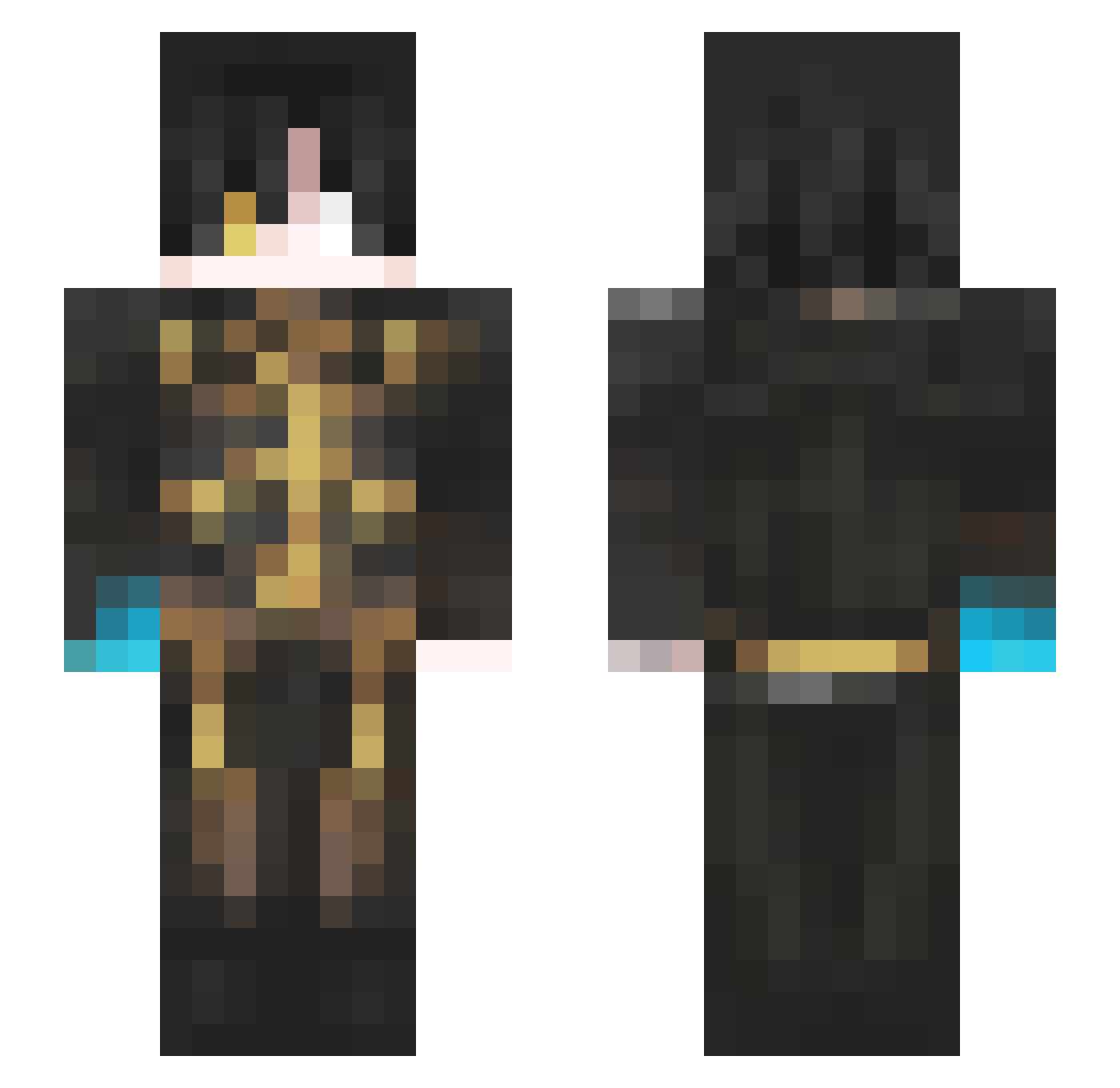 ItzZayne Minecraft skin, front and back view