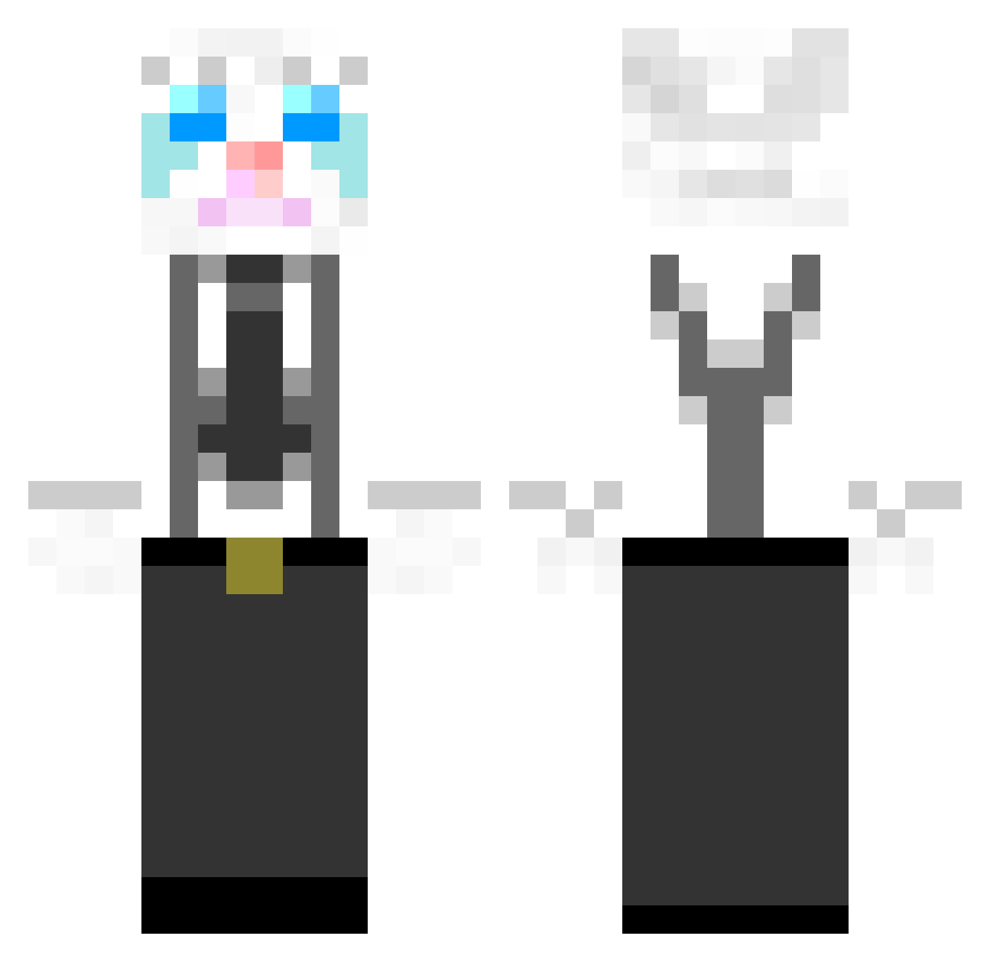 cellulose Minecraft skin, front and back view