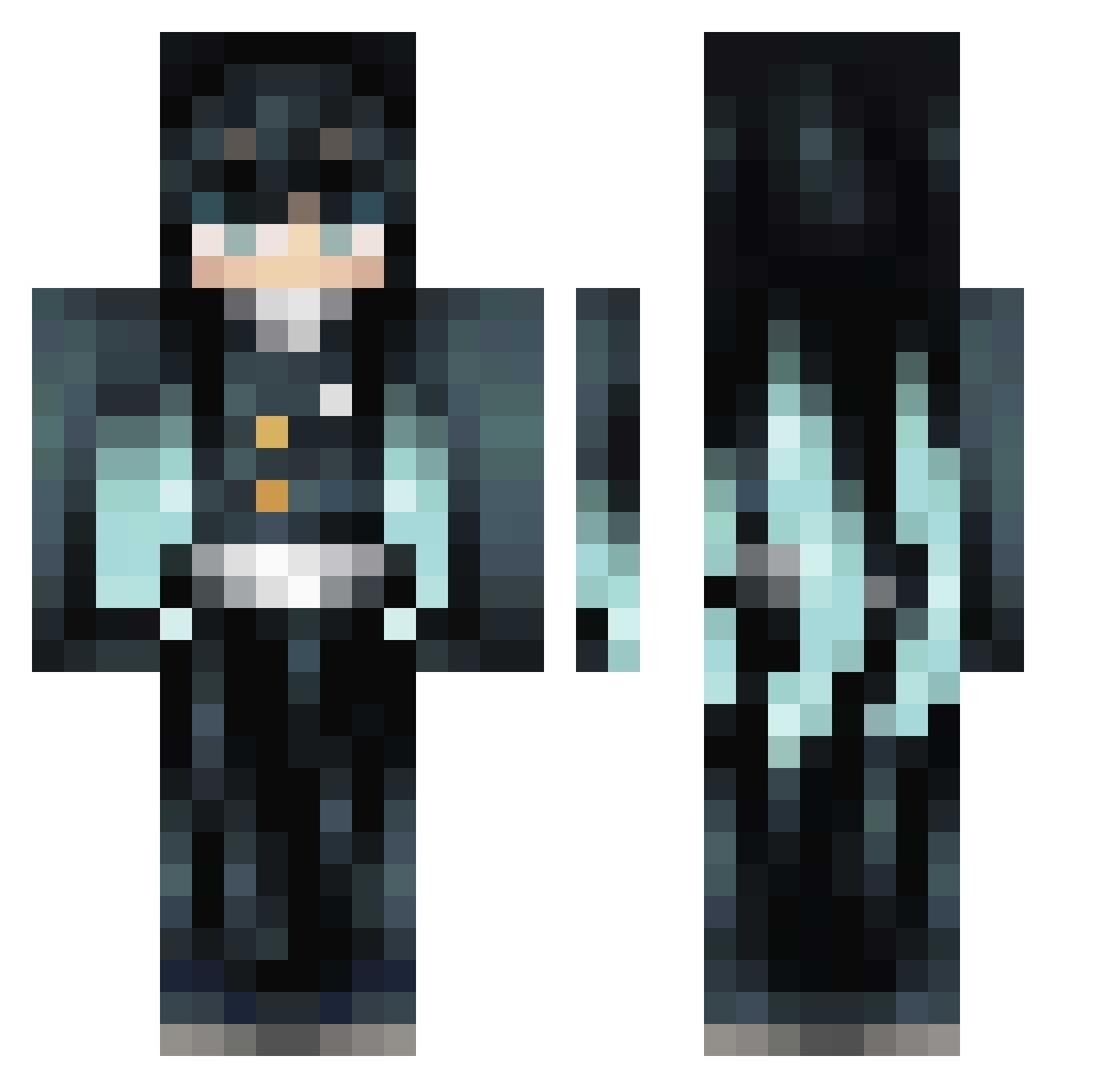 RulyHealer Minecraft skin, front and back view