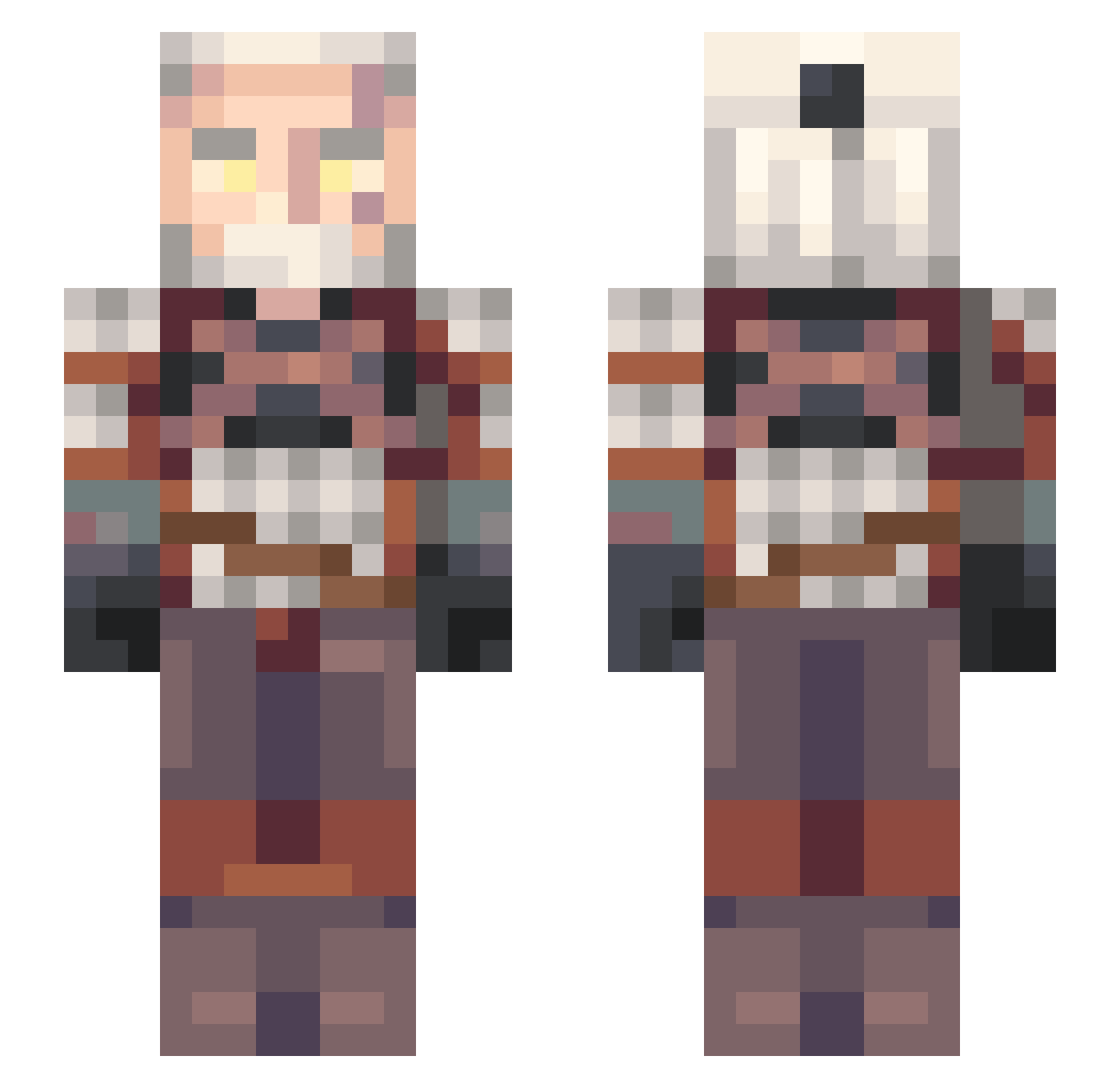 Eliphalet Minecraft skin, front and back view