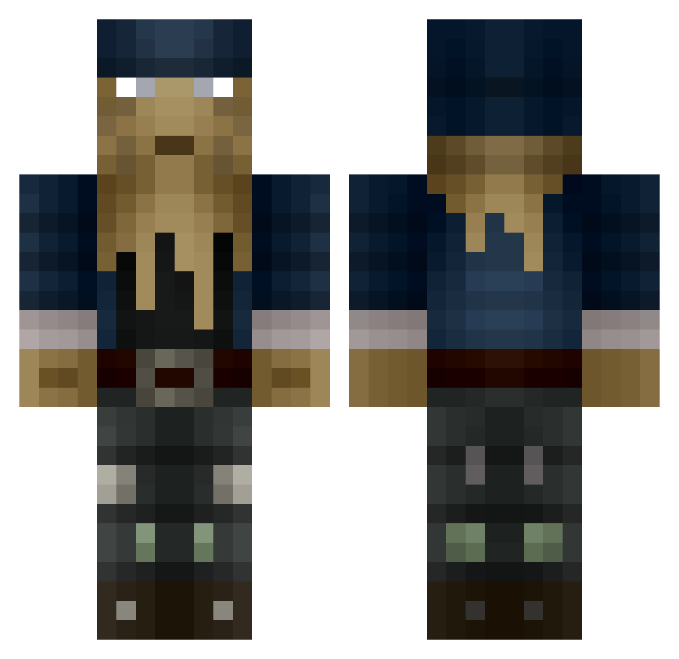 Mogster02 Minecraft skin, front and back view