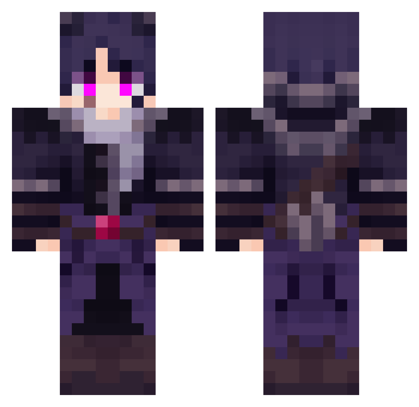 narpys Minecraft skin, front and back view