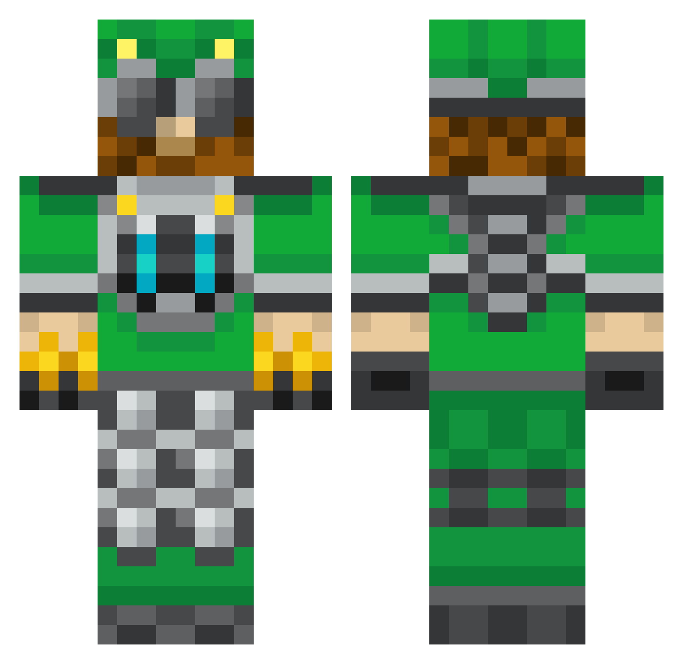 Mantes Minecraft skin, front and back view