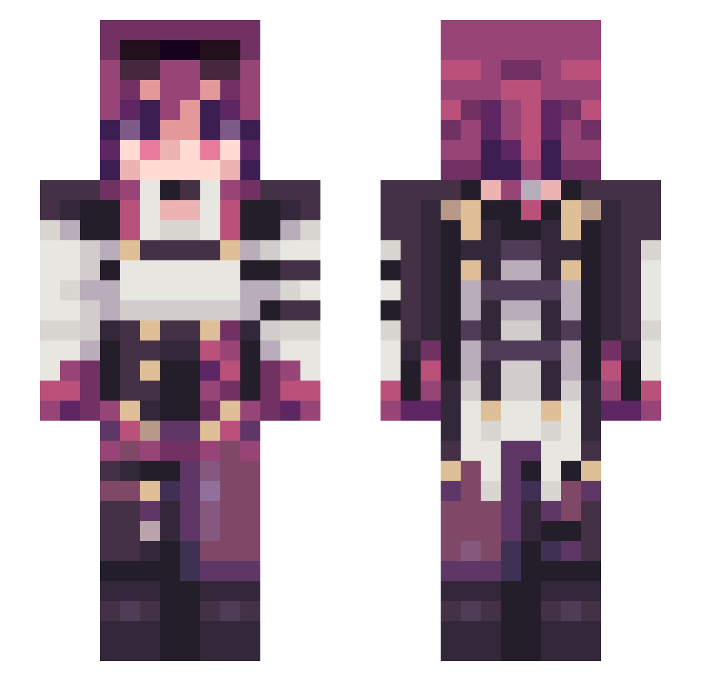 DioTheFox Minecraft skin, front and back view
