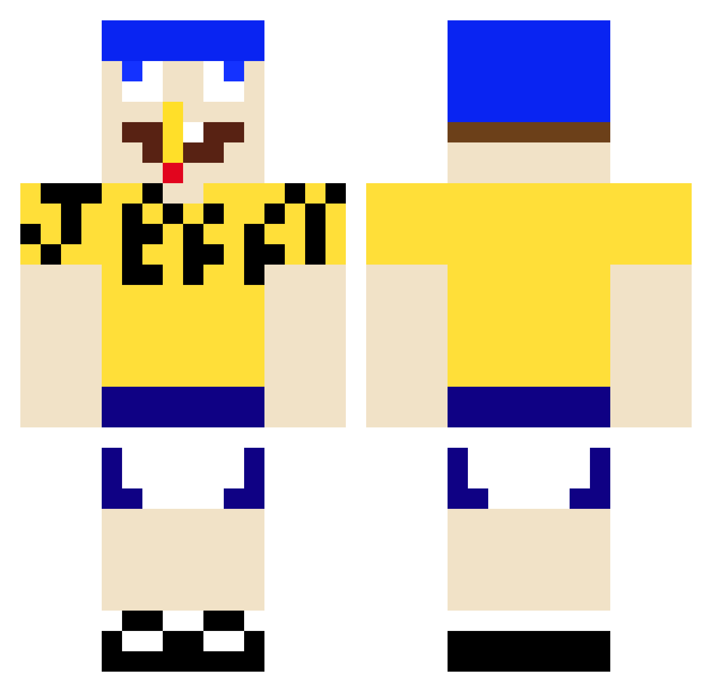 XxxwafflexxX Minecraft skin, front and back view