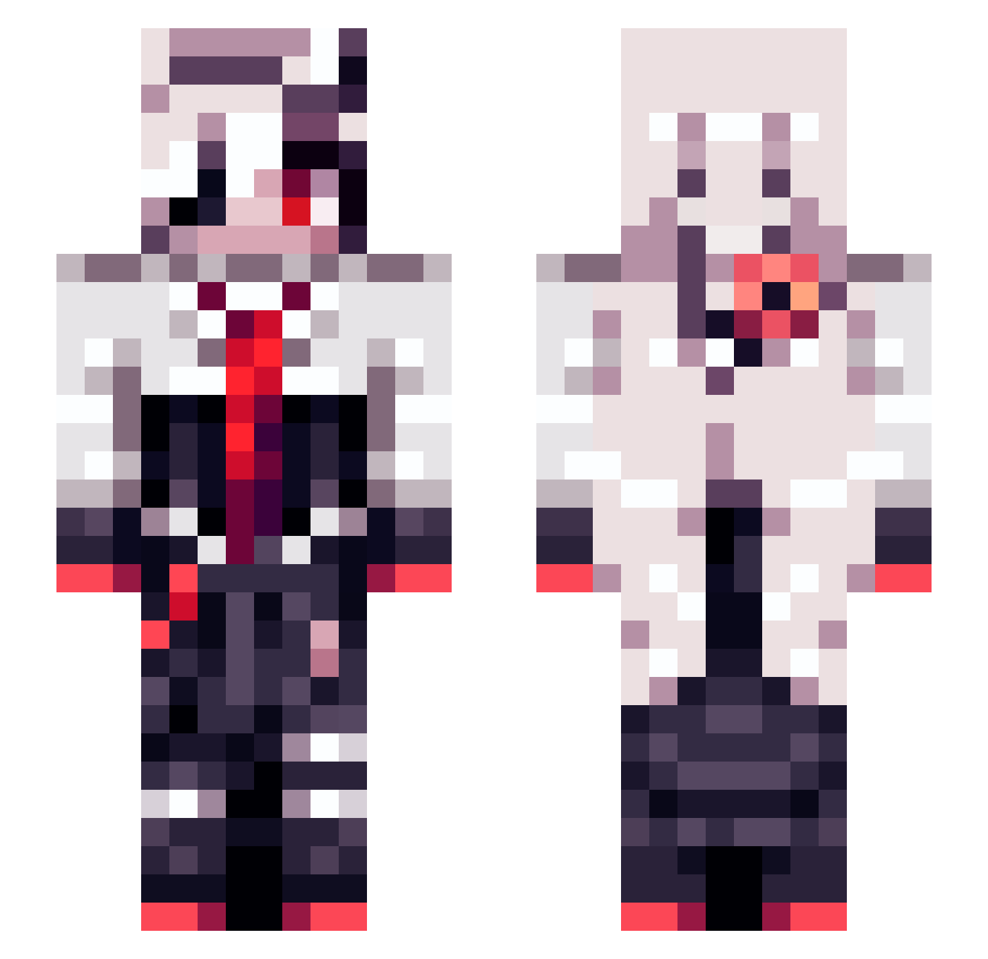 untreatable Minecraft skin, front and back view