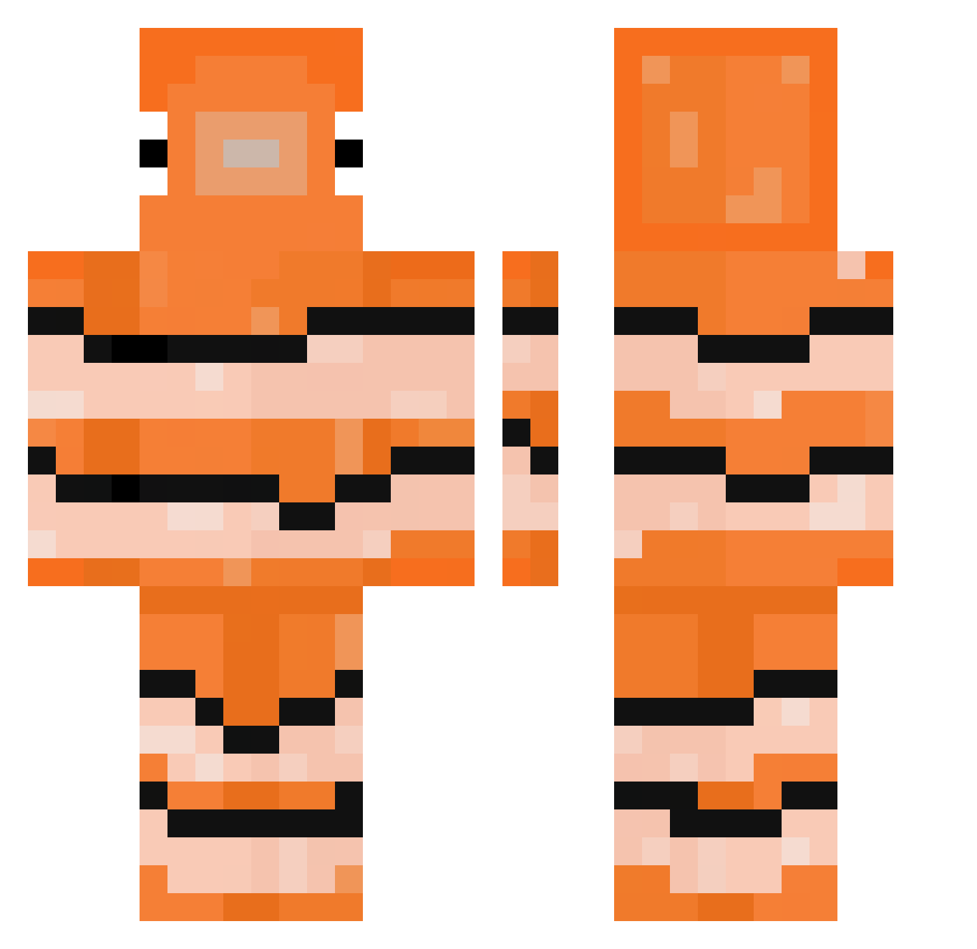 roseshot Minecraft skin, front and back view