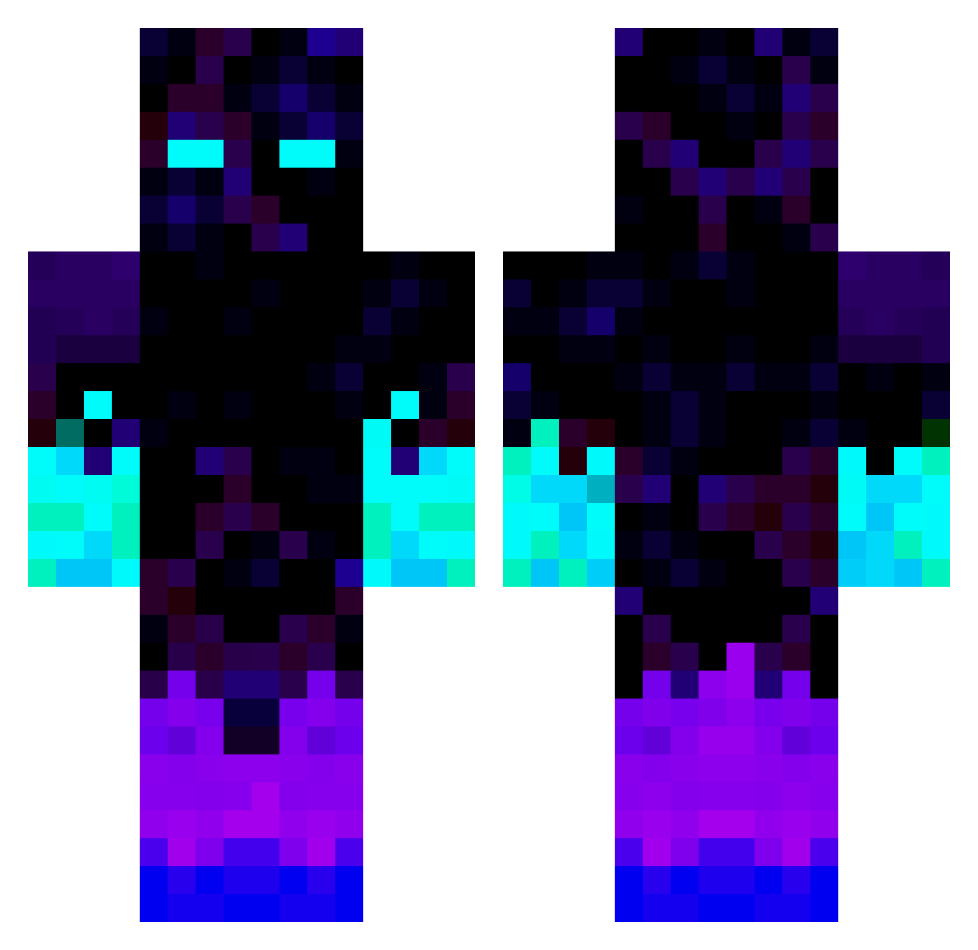 skknight Minecraft skin, front and back view
