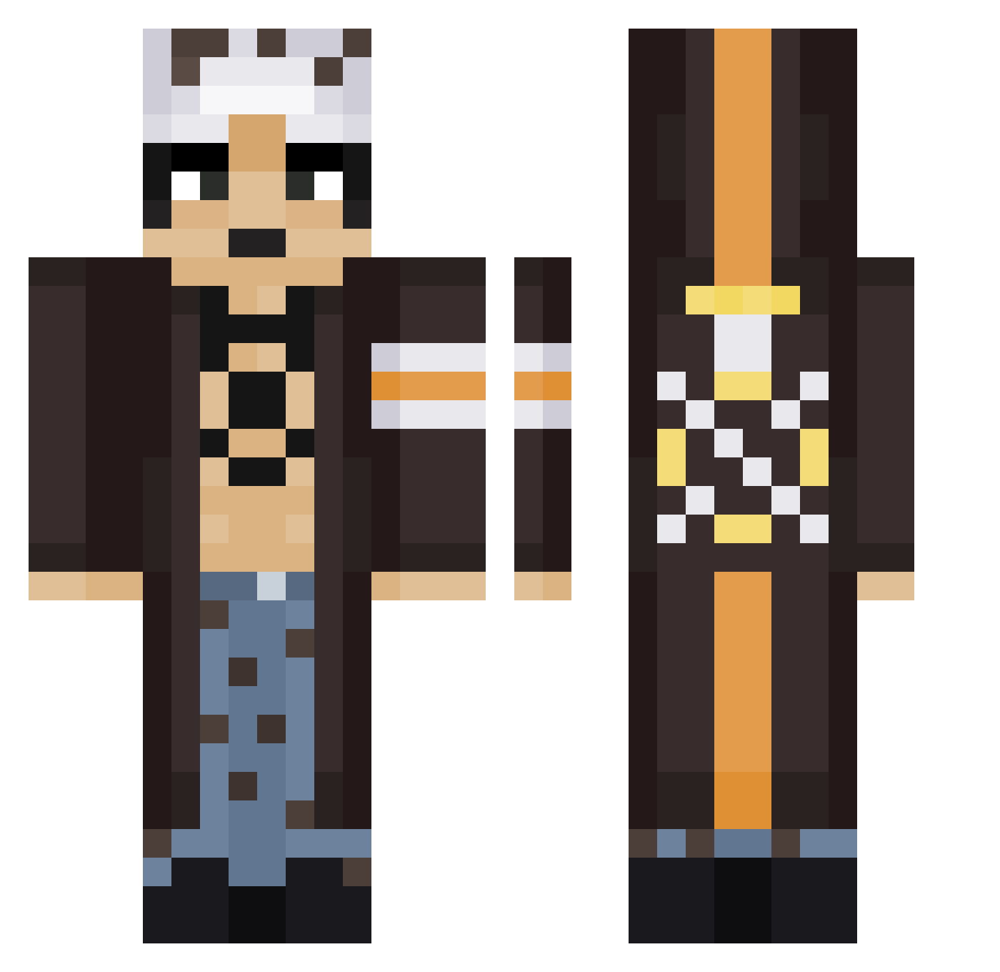 MichyHeroBrine Minecraft skin, front and back view
