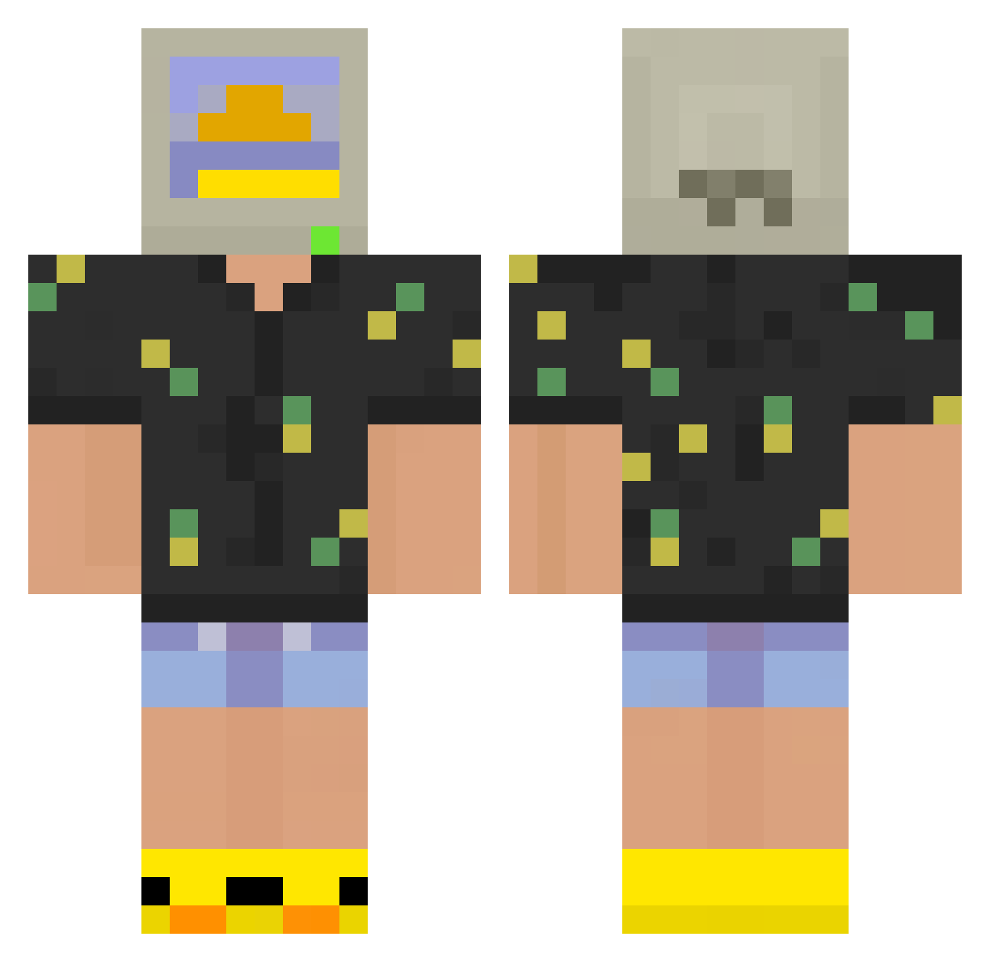 DaReaver Minecraft skin, front and back view