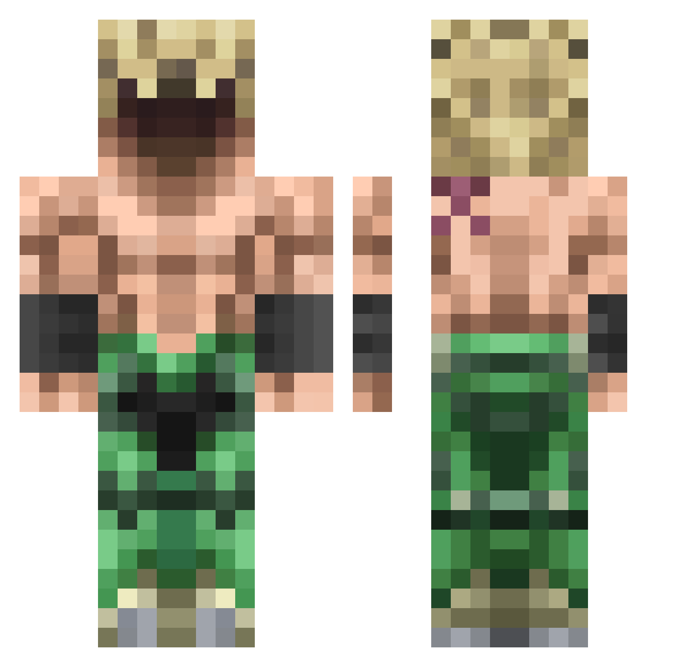 CJTVGAMINGG Minecraft skin, front and back view