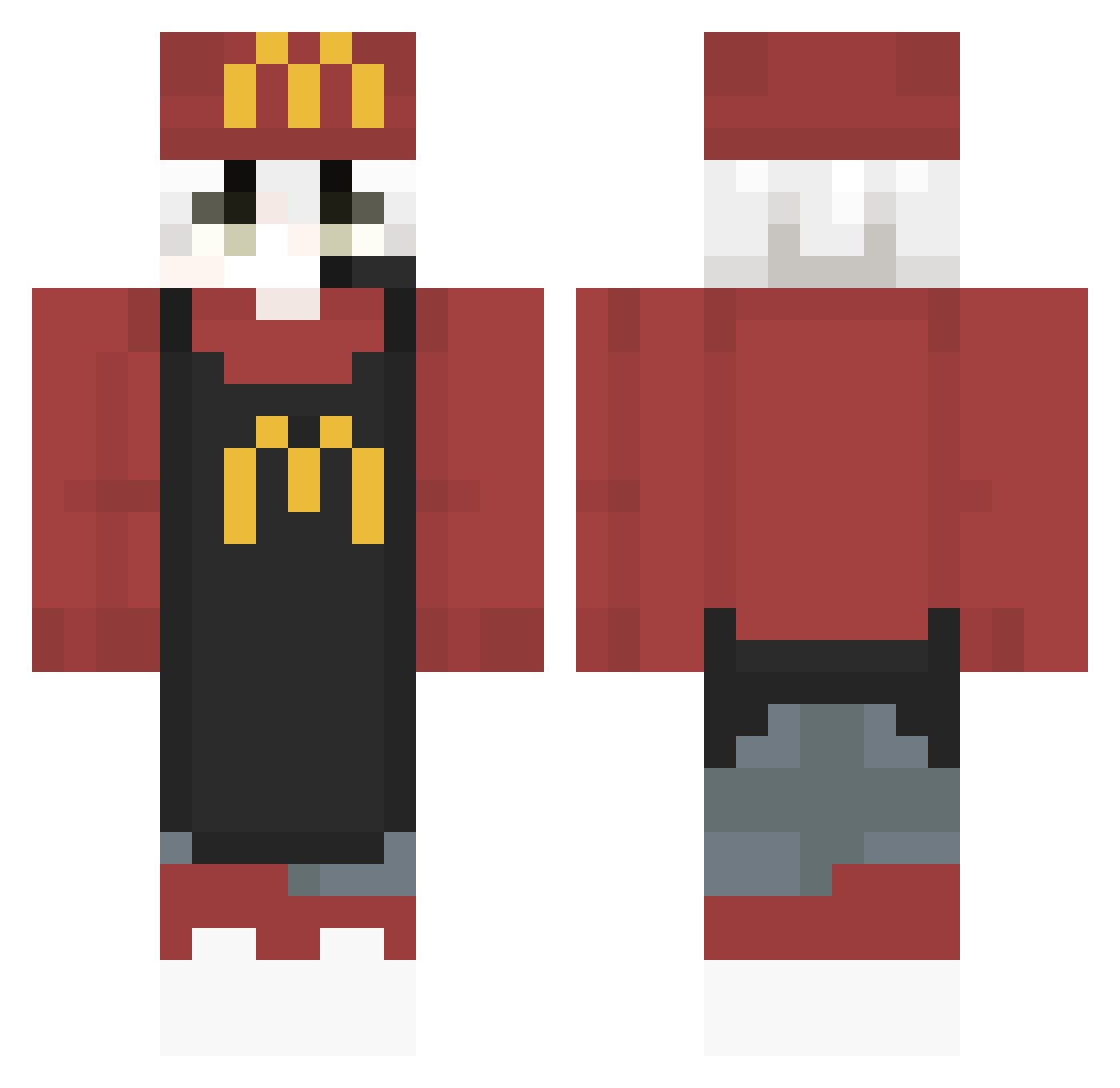 ZayroxP Minecraft skin, front and back view