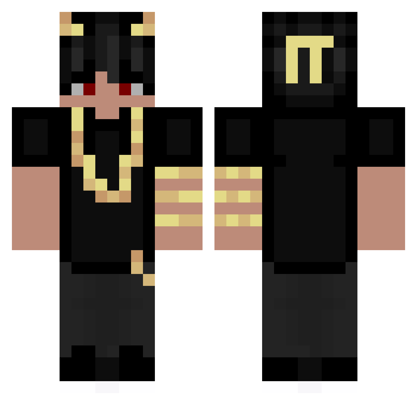NitroxXD Minecraft skin, front and back view