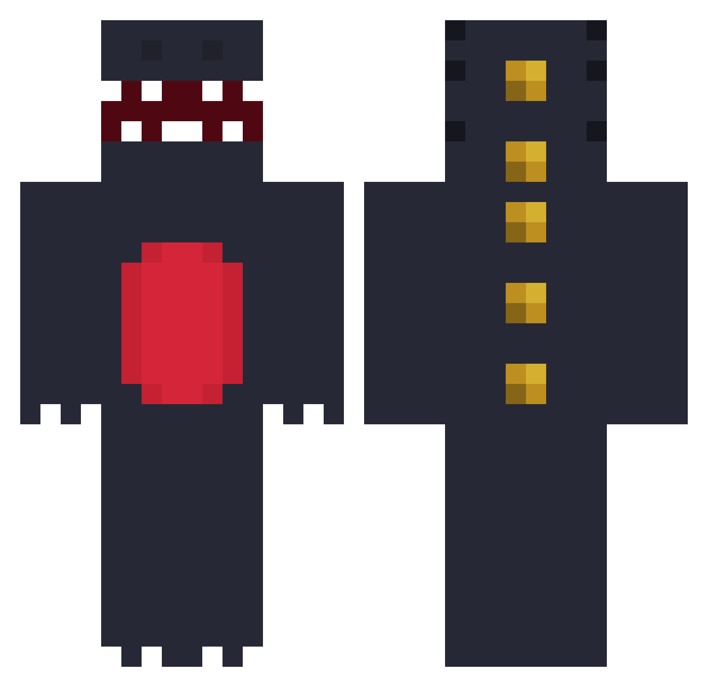 hesoru Minecraft skin, front and back view