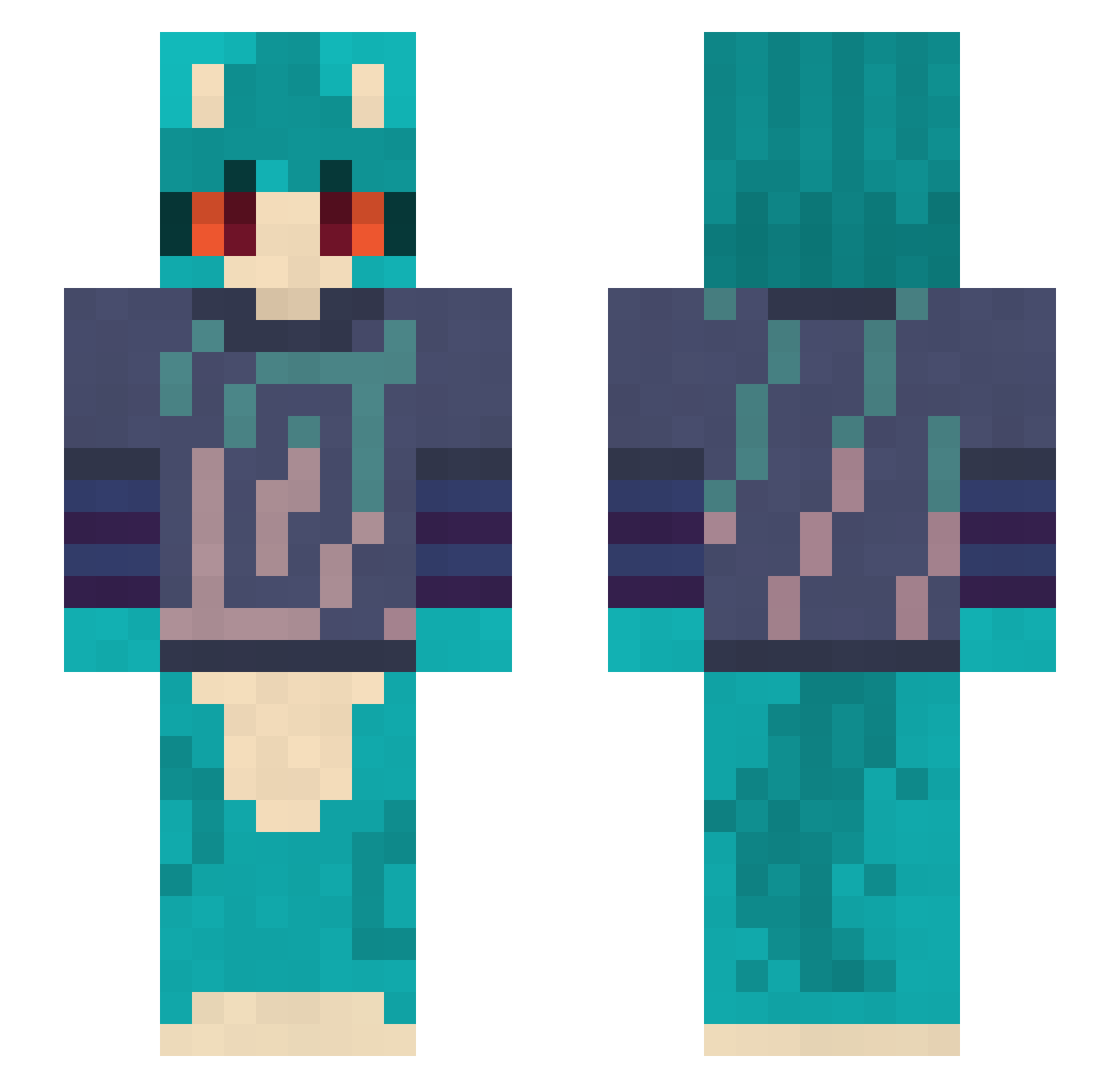 Shimato0 Minecraft skin, front and back view