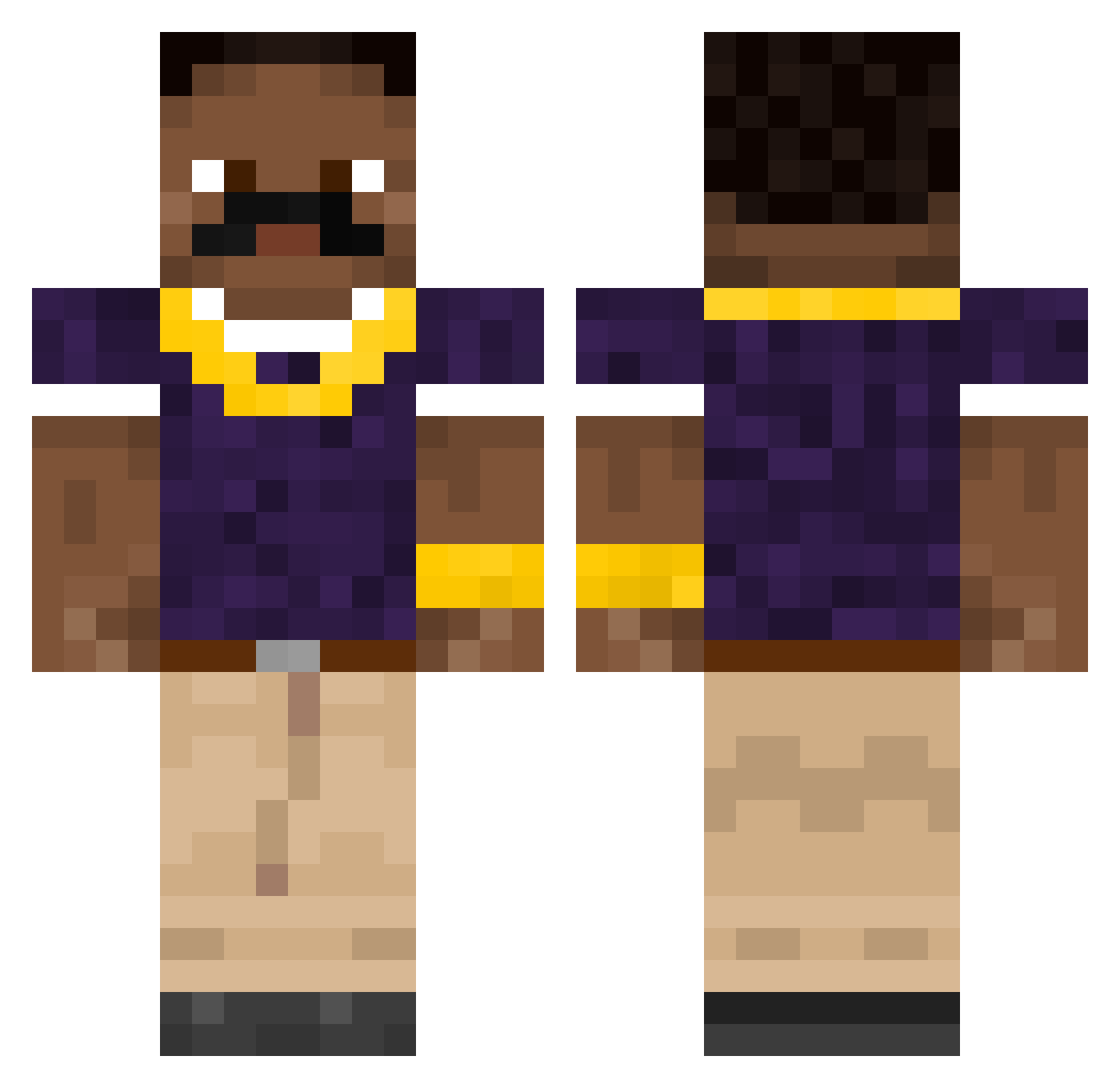 GamerLLH Minecraft skin, front and back view