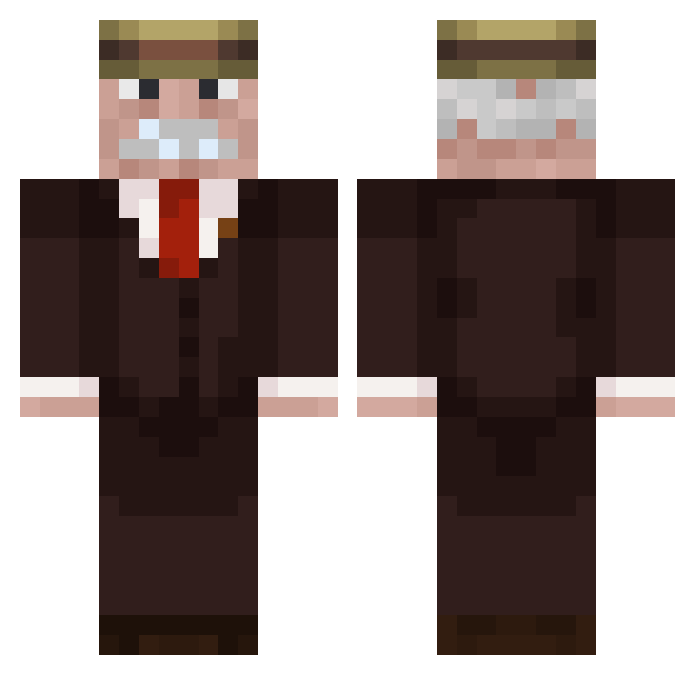 Wantedplaya Minecraft skin, front and back view