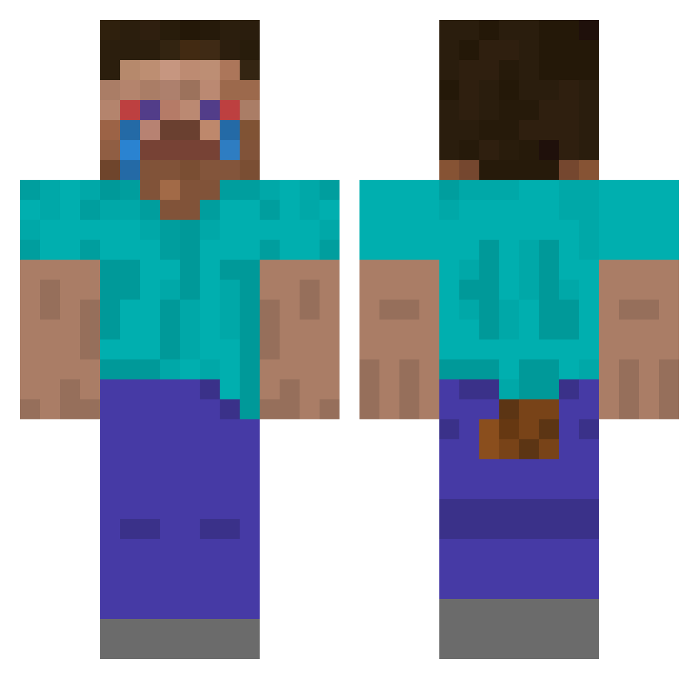 thewannabenoob Minecraft skin, front and back view