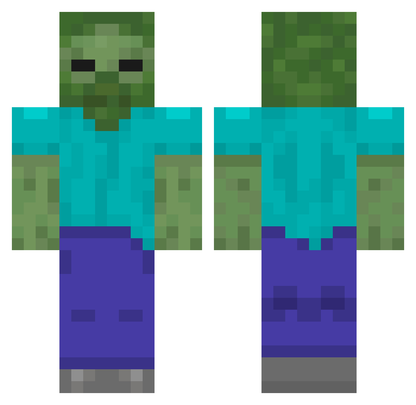 _1_2_3_4_5_6_7 Minecraft skin, front and back view