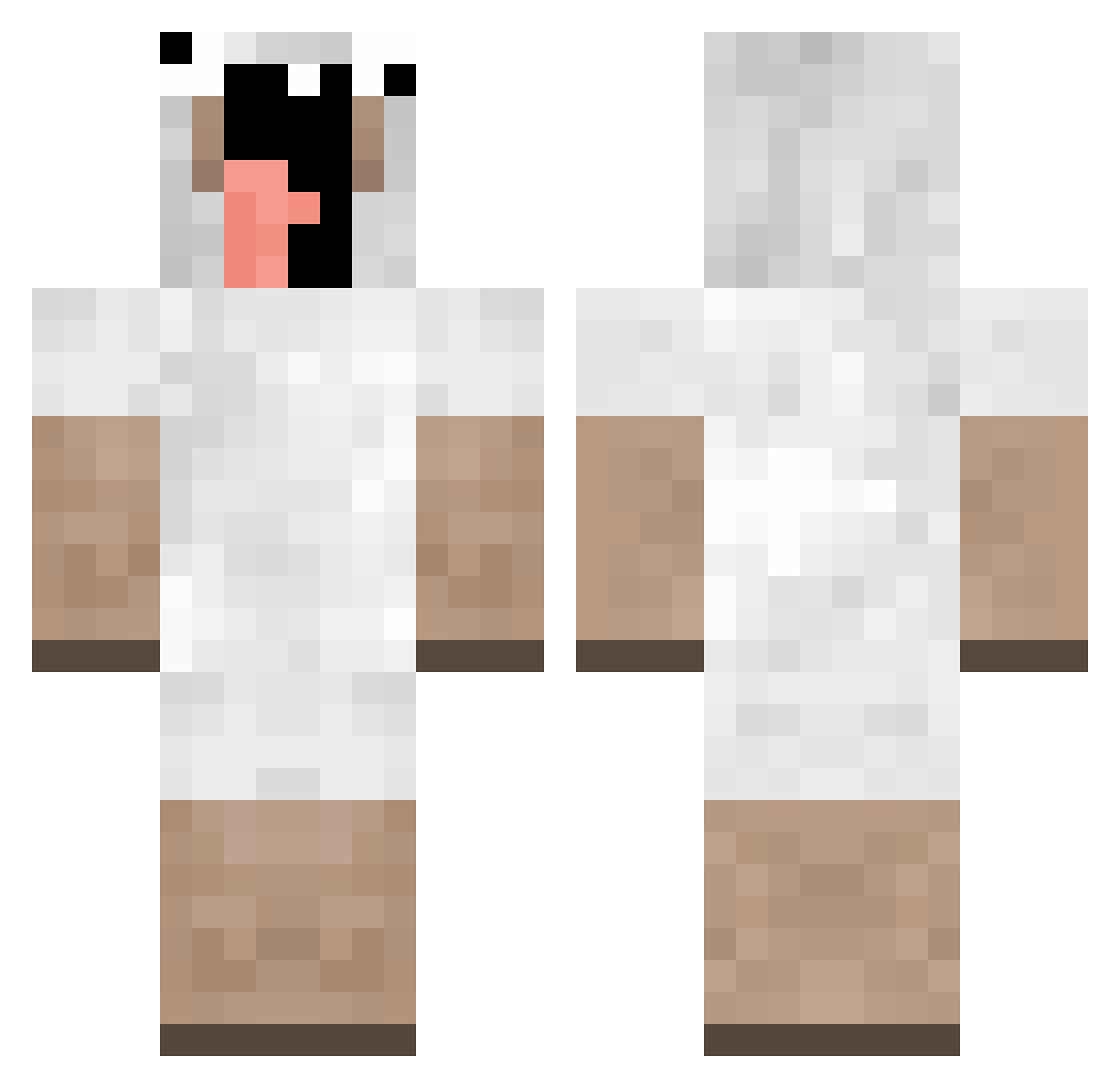 HeartCancer Minecraft skin, front and back view